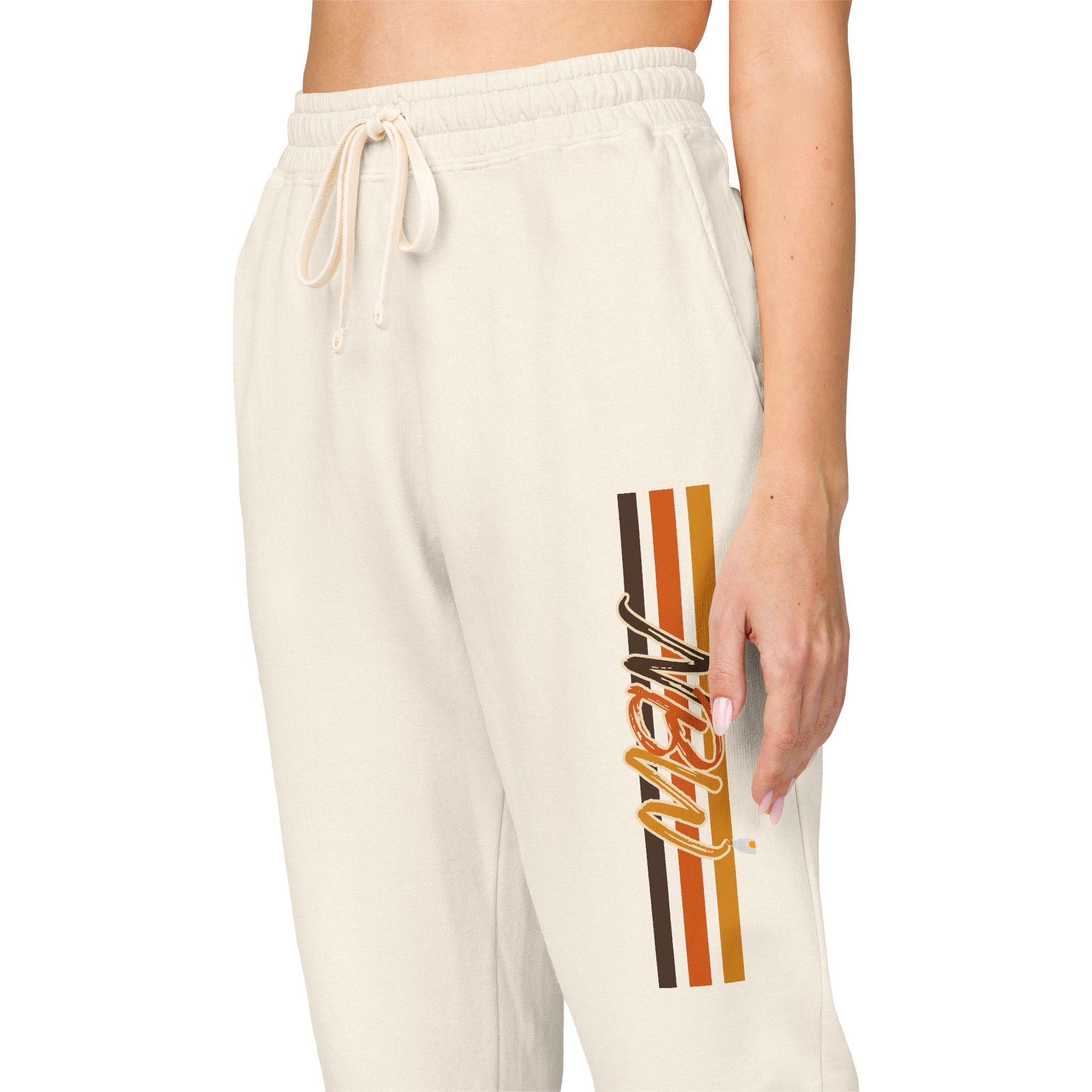 Men's Comfort Color Olive 'Navy' Graphic NBW Sweatpants — Casual Fleece Joggers with Side Print
