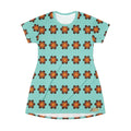 NBW Retro Chambray Flower All-Over Print T-Shirt Dress