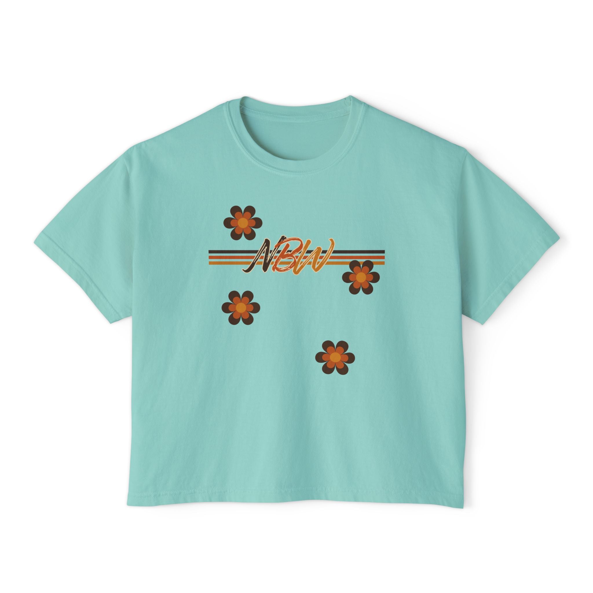 NBM Retro Floral 'New' Boxy Tee — 70s Daisy Graphic Women's Shirt
