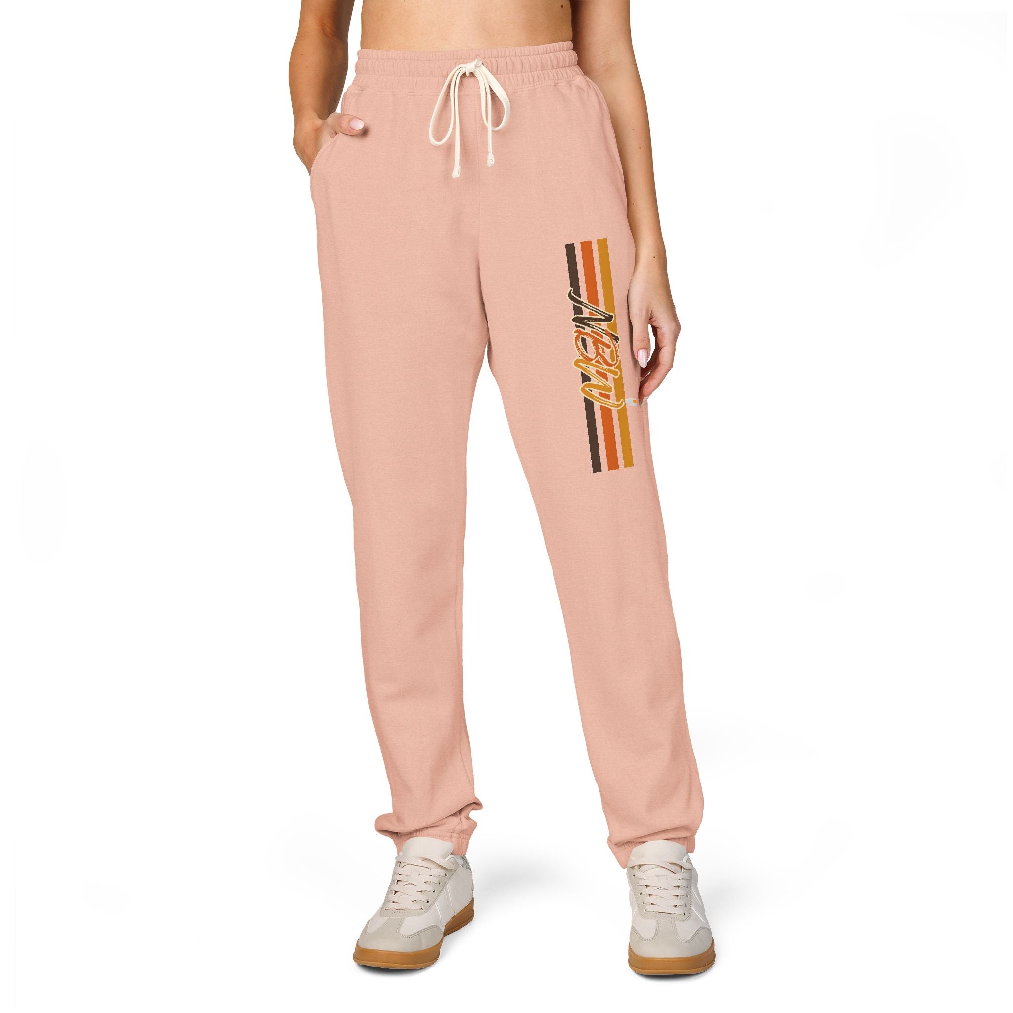Men's Comfort Color Olive 'Navy' Graphic NBW Sweatpants — Casual Fleece Joggers with Side Print