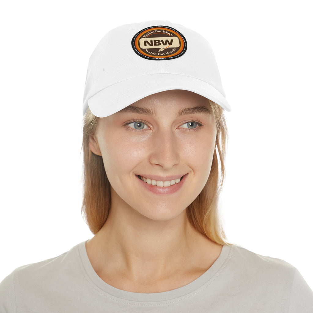NBW Leather Patch Dad Hat — Vintage Round Logo Baseball Cap