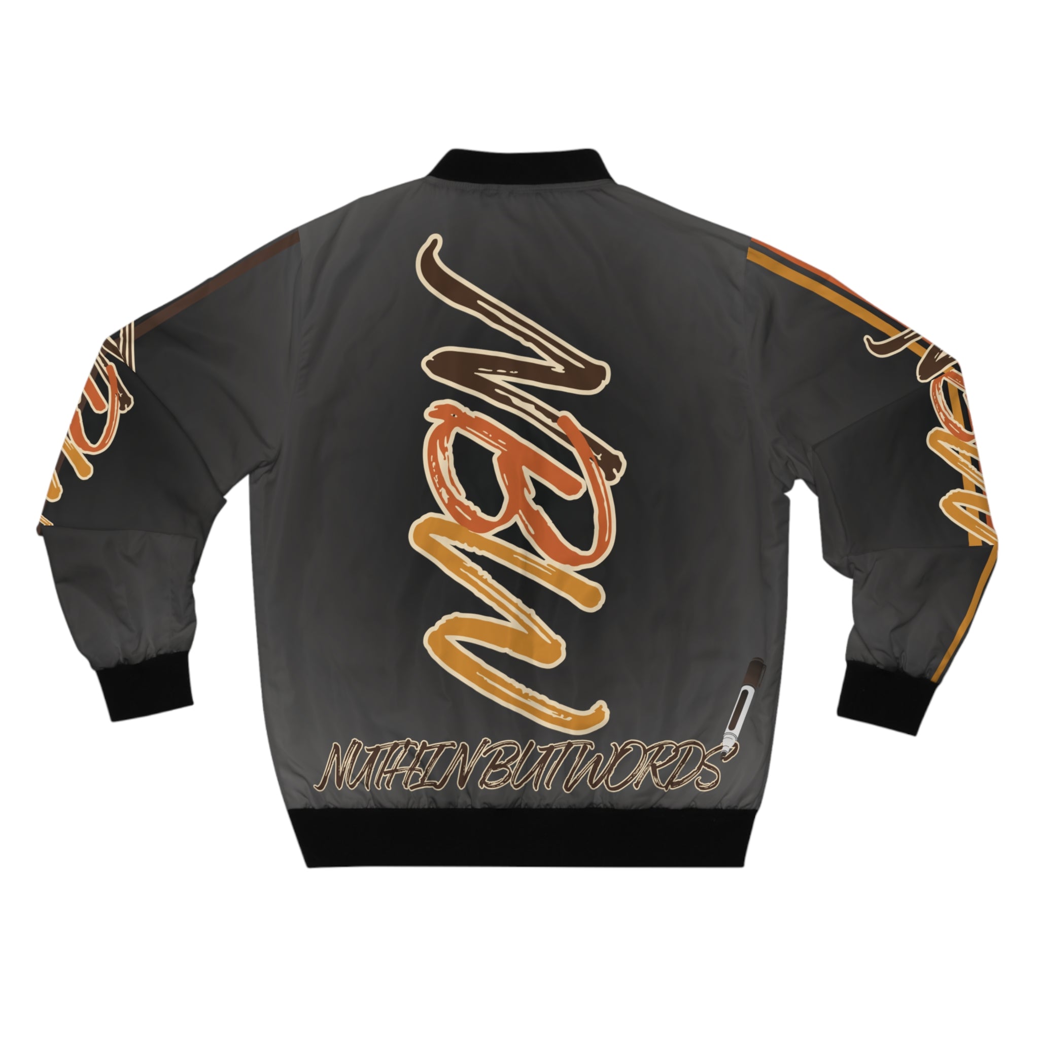 Men's Bomber Jacket —Pepper 'NBW' Script Logo All-Over Print
