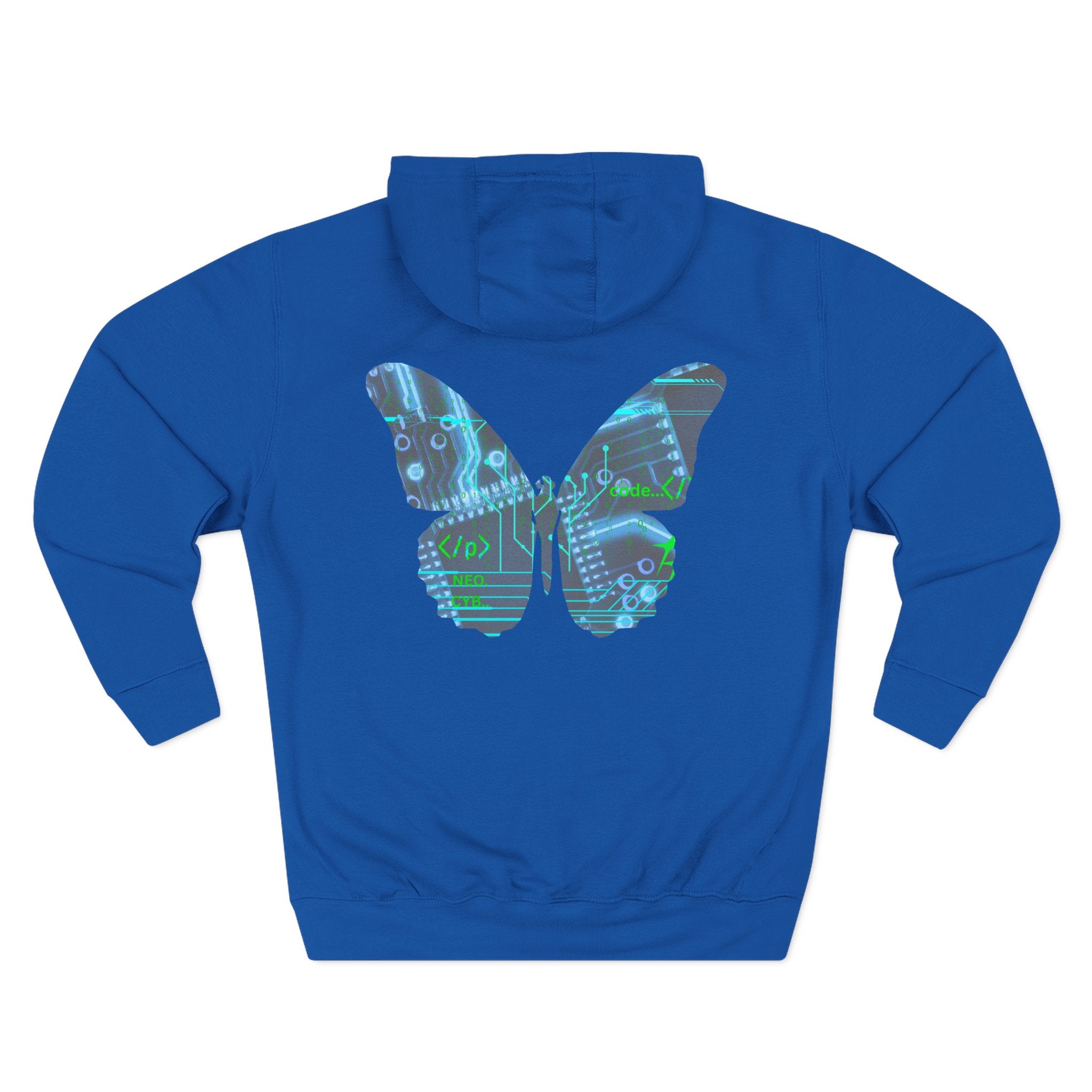 NBW Butterfly Circuit Hoodie — Retro Tech Graphic Fleece Hoodie
