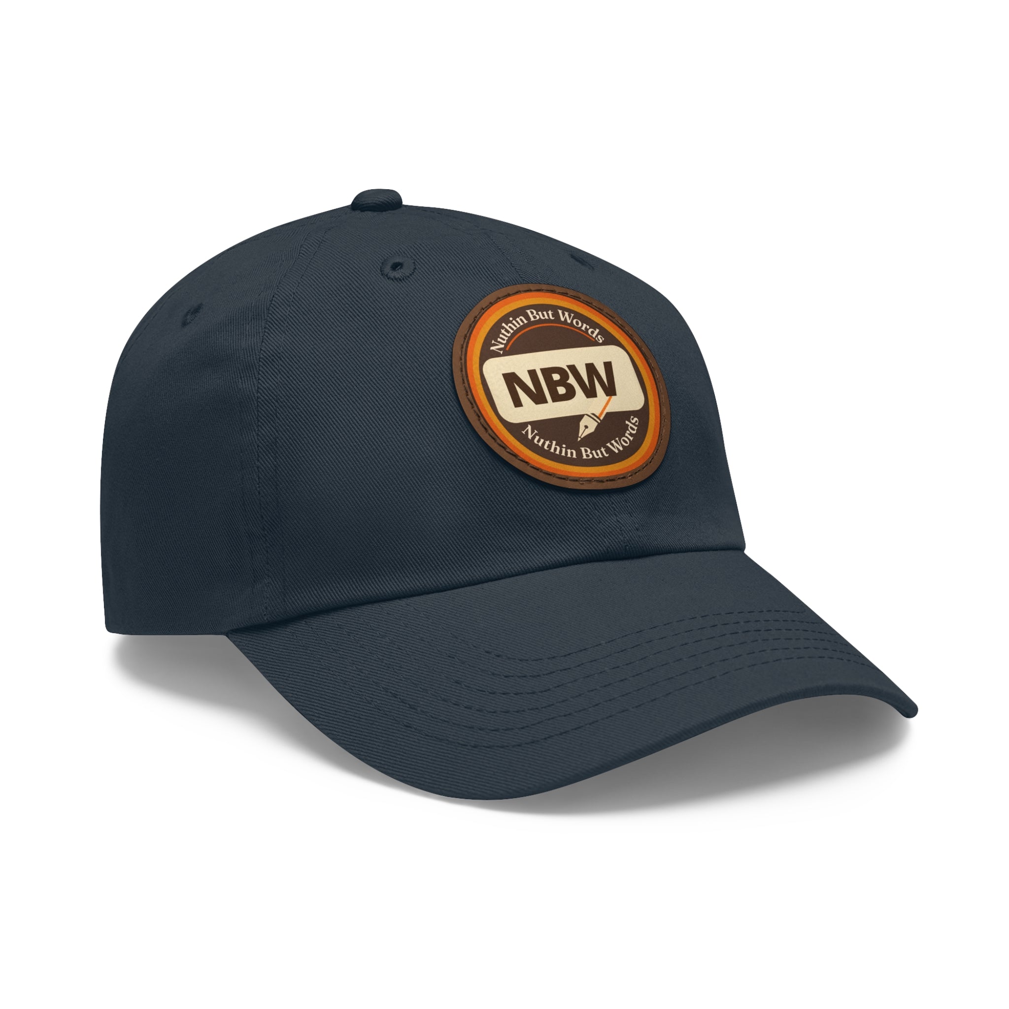 NBW Leather Patch Dad Hat — Vintage Round Logo Baseball Cap