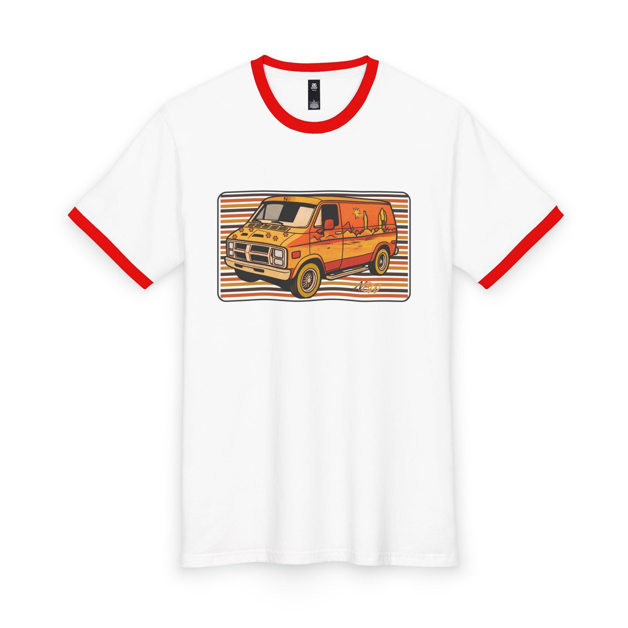 NBW Retro Van Ringer Tee — Vintage 70s Camper Van Graphic Shirt