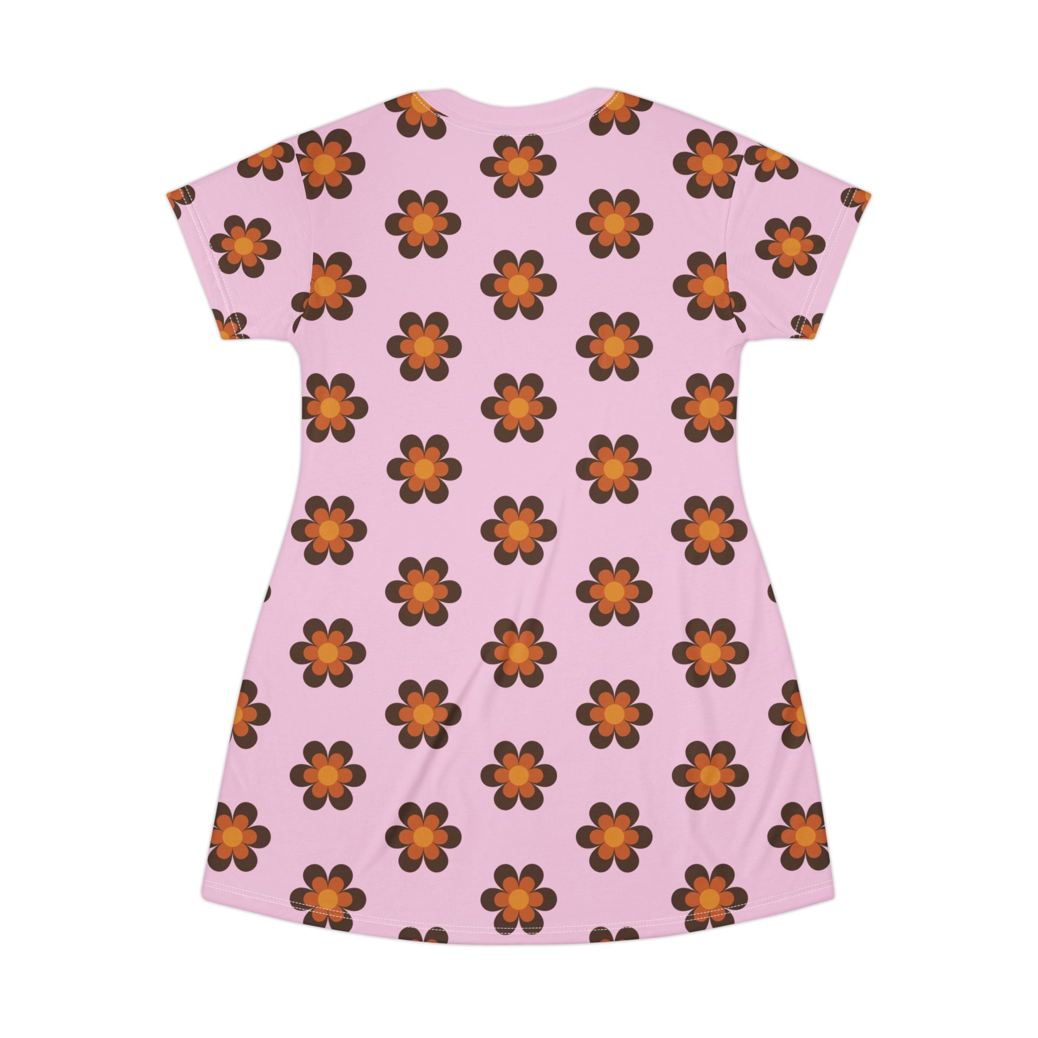 NBW Blosom Retro Daisy T‑Shirt Dress — All‑Over Print Floral Shift Dress