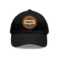 NBW Leather Patch Dad Hat — Vintage Round Logo Baseball Cap