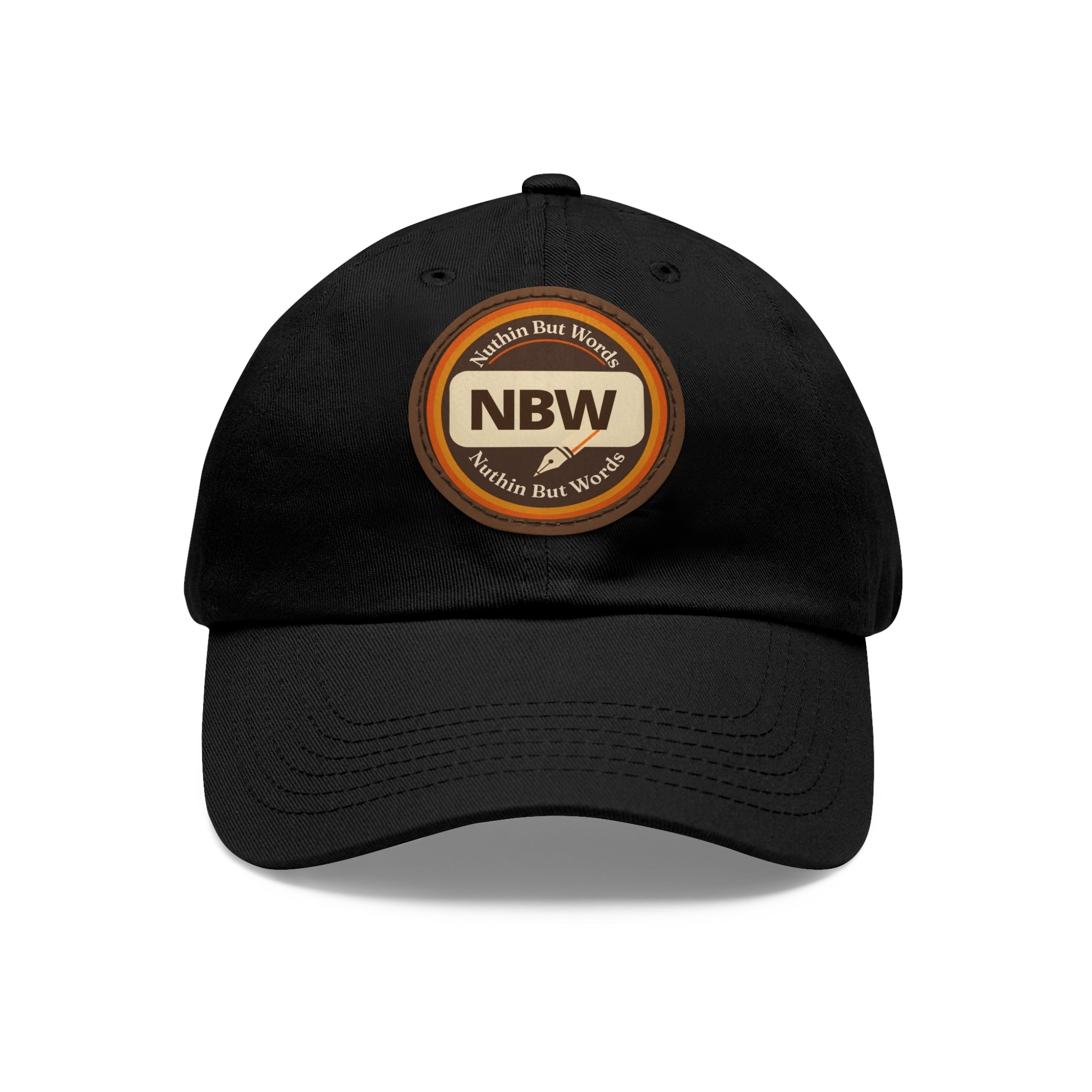 NBW Leather Patch Dad Hat — Vintage Round Logo Baseball Cap