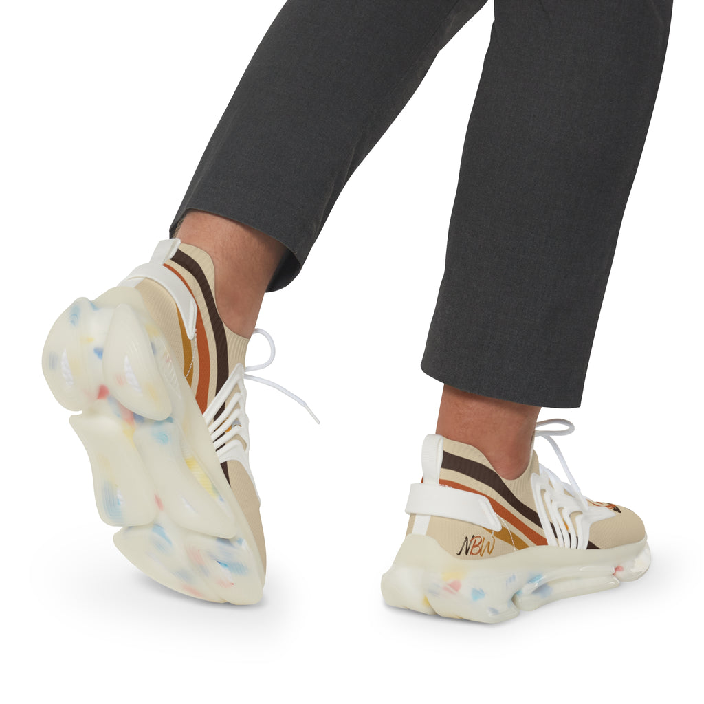 Mesh Running Sneakers — Lightweight Beige Graphic Athletic Shoes