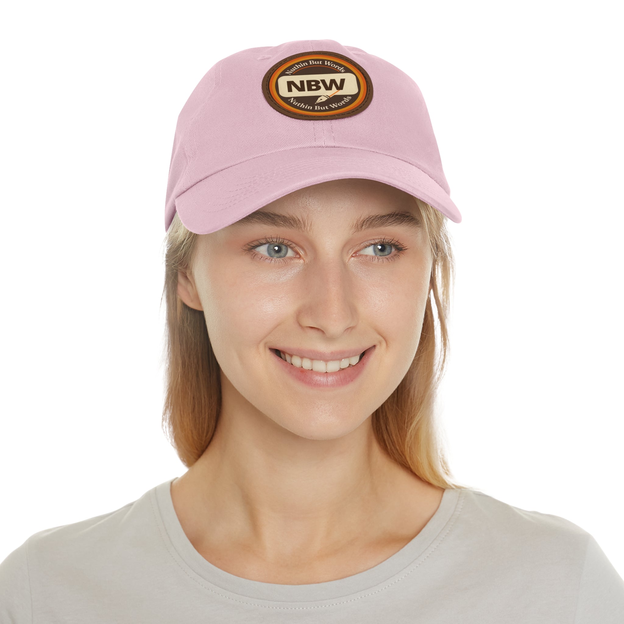 NBW Leather Patch Dad Hat — Vintage Round Logo Baseball Cap