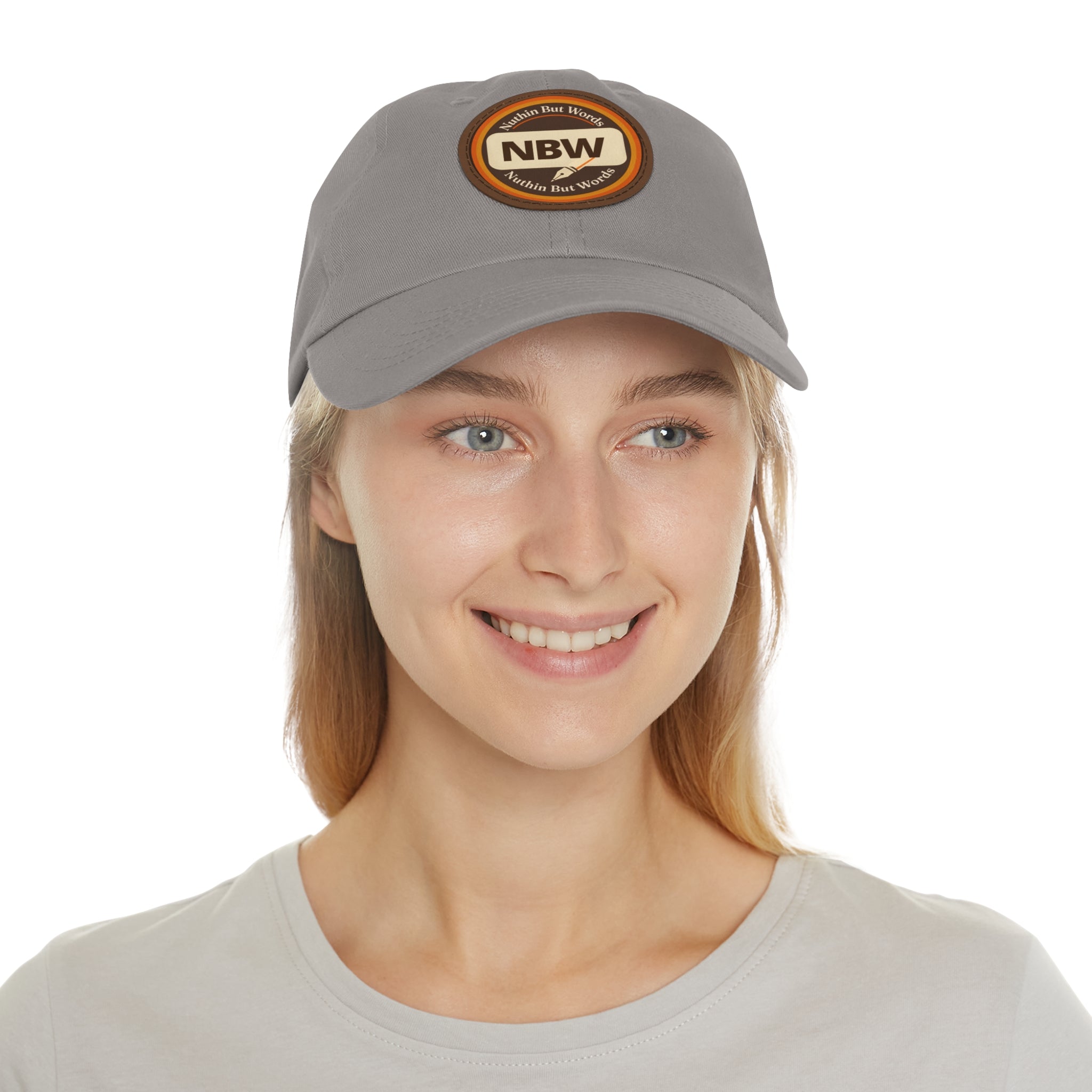 NBW Leather Patch Dad Hat — Vintage Round Logo Baseball Cap