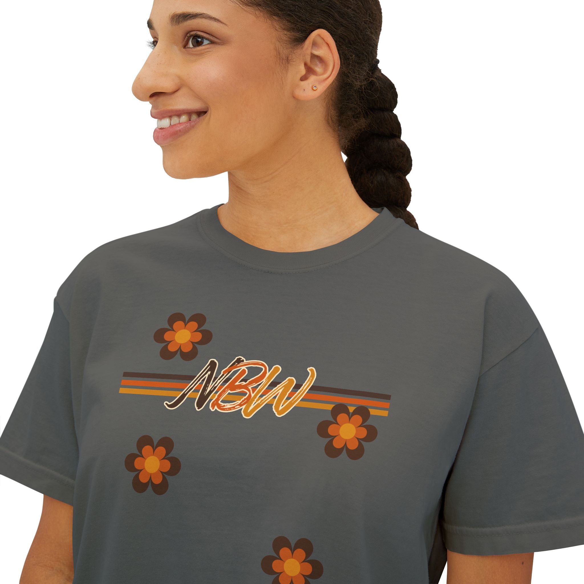 NBM Retro Floral 'New' Boxy Tee — 70s Daisy Graphic Women's Shirt