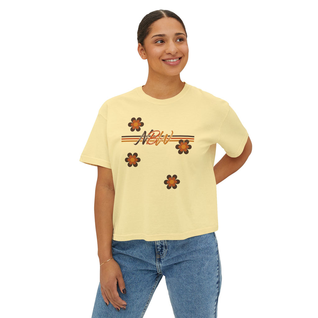 NBM Retro Floral 'New' Boxy Tee — 70s Daisy Graphic Women's Shirt