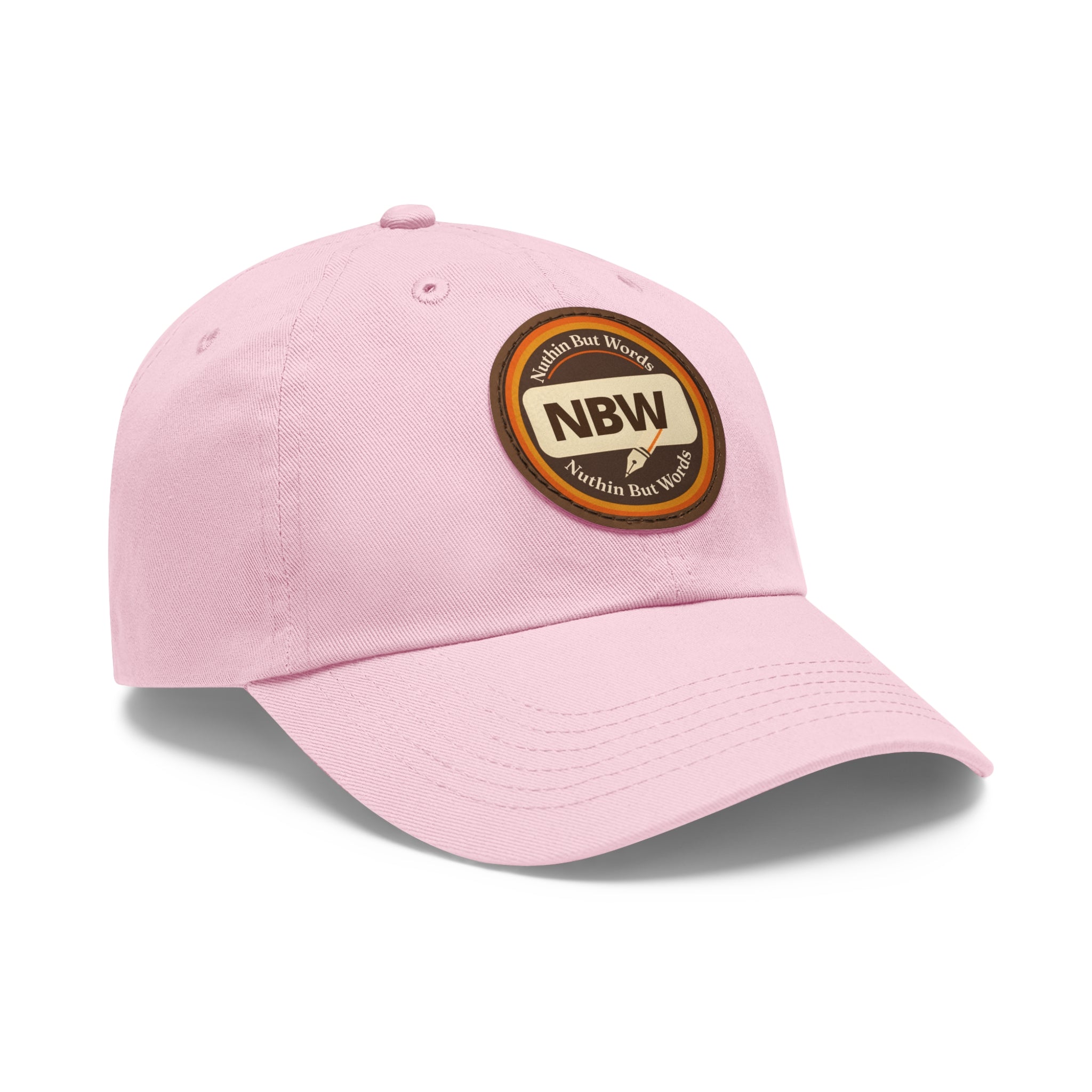 NBW Leather Patch Dad Hat — Vintage Round Logo Baseball Cap