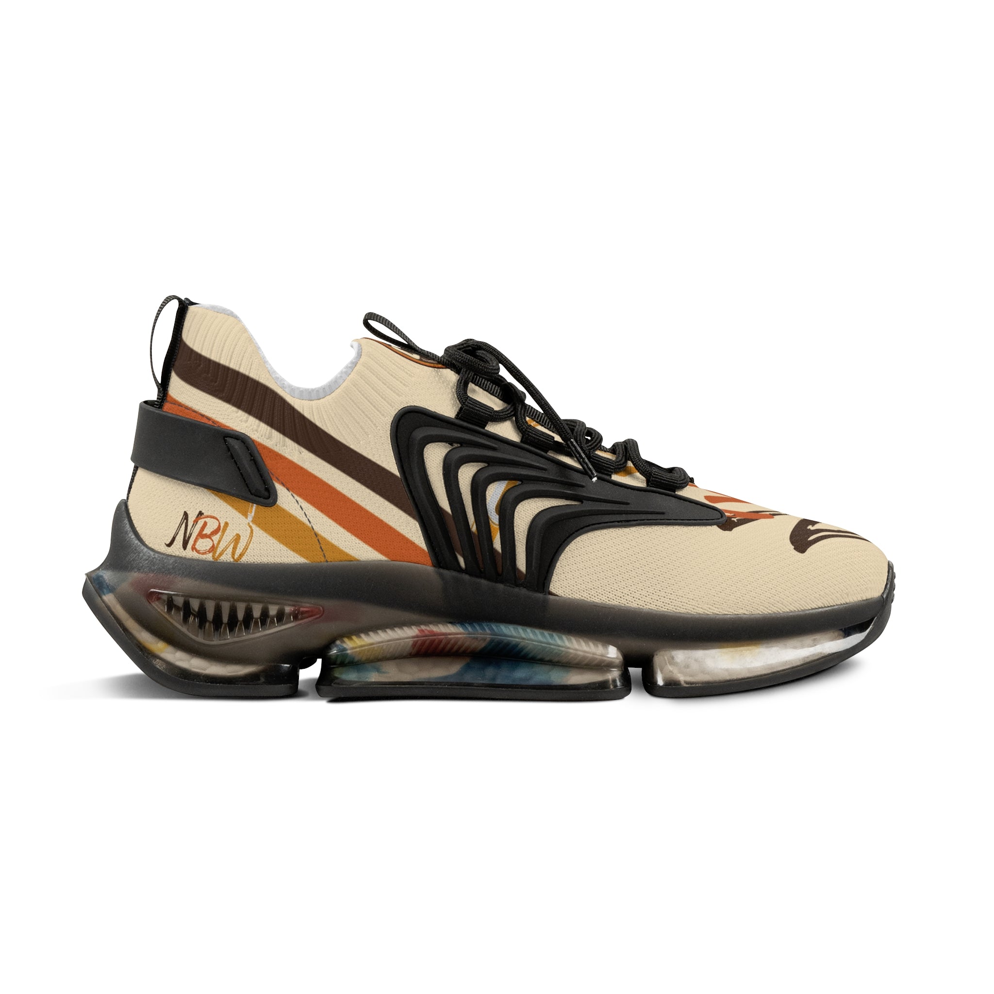 Mesh Running Sneakers — Lightweight Beige Graphic Athletic Shoes