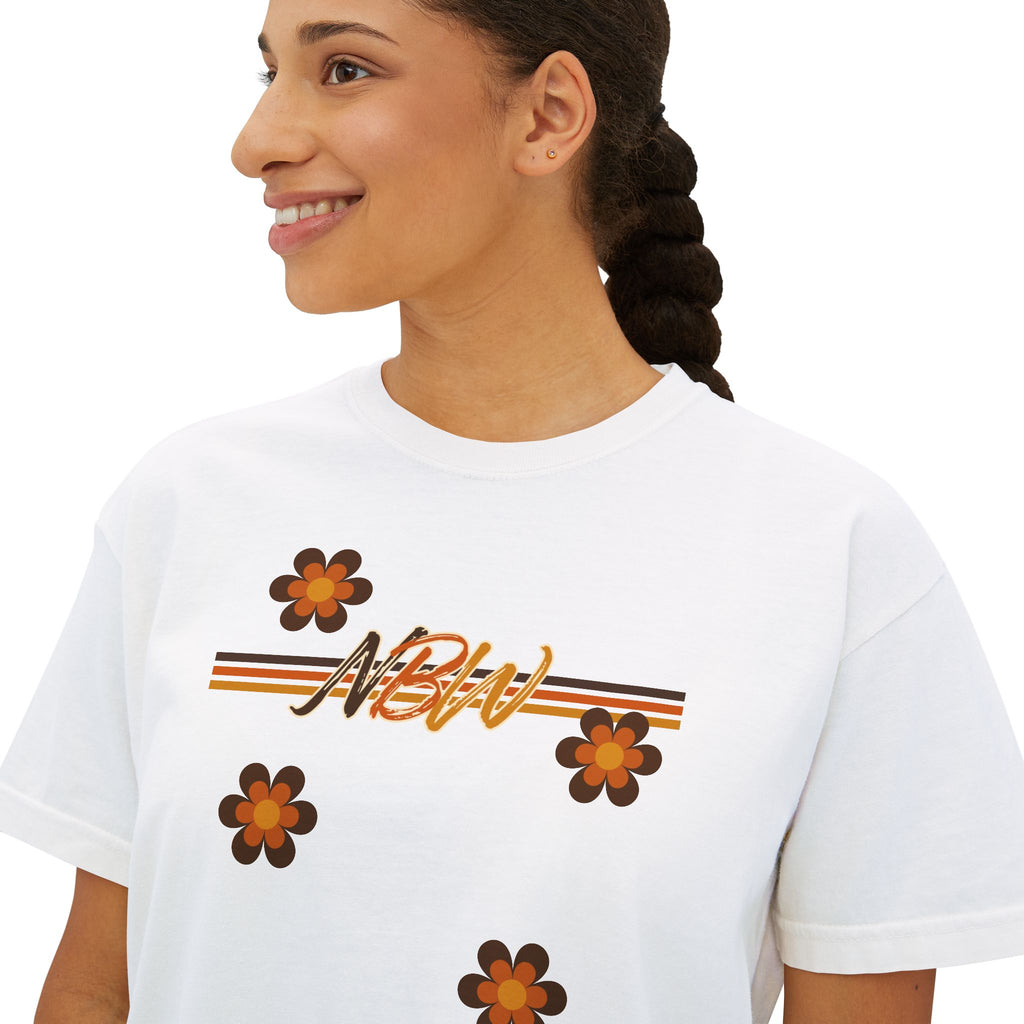 NBM Retro Floral 'New' Boxy Tee — 70s Daisy Graphic Women's Shirt