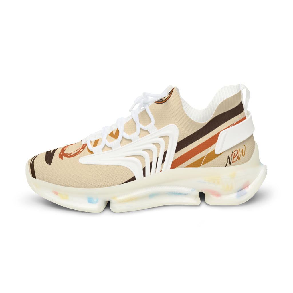Mesh Running Sneakers — Lightweight Beige Graphic Athletic Shoes