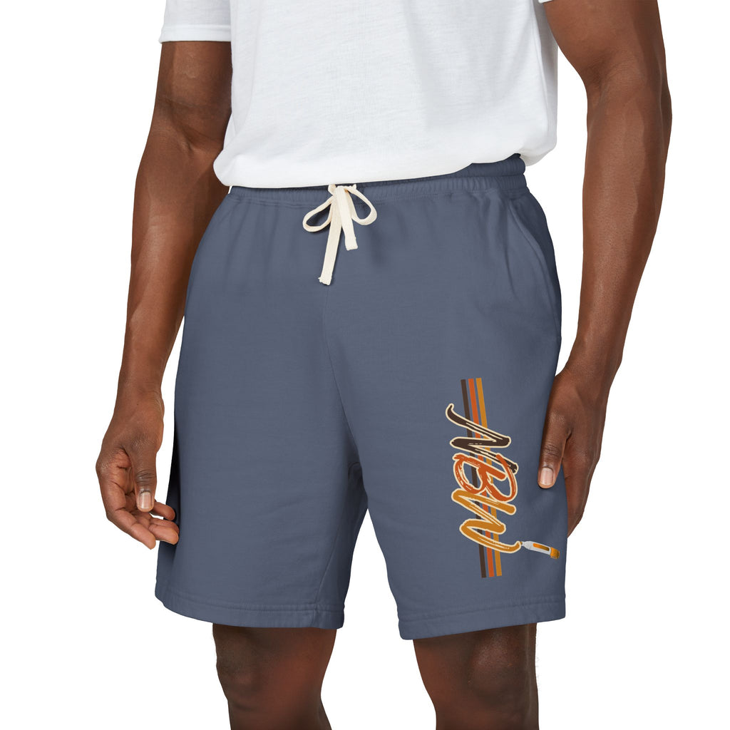 MBW Sweat Shorts — Retro Stripe 'Alone' Graphic Lightweight Fleece