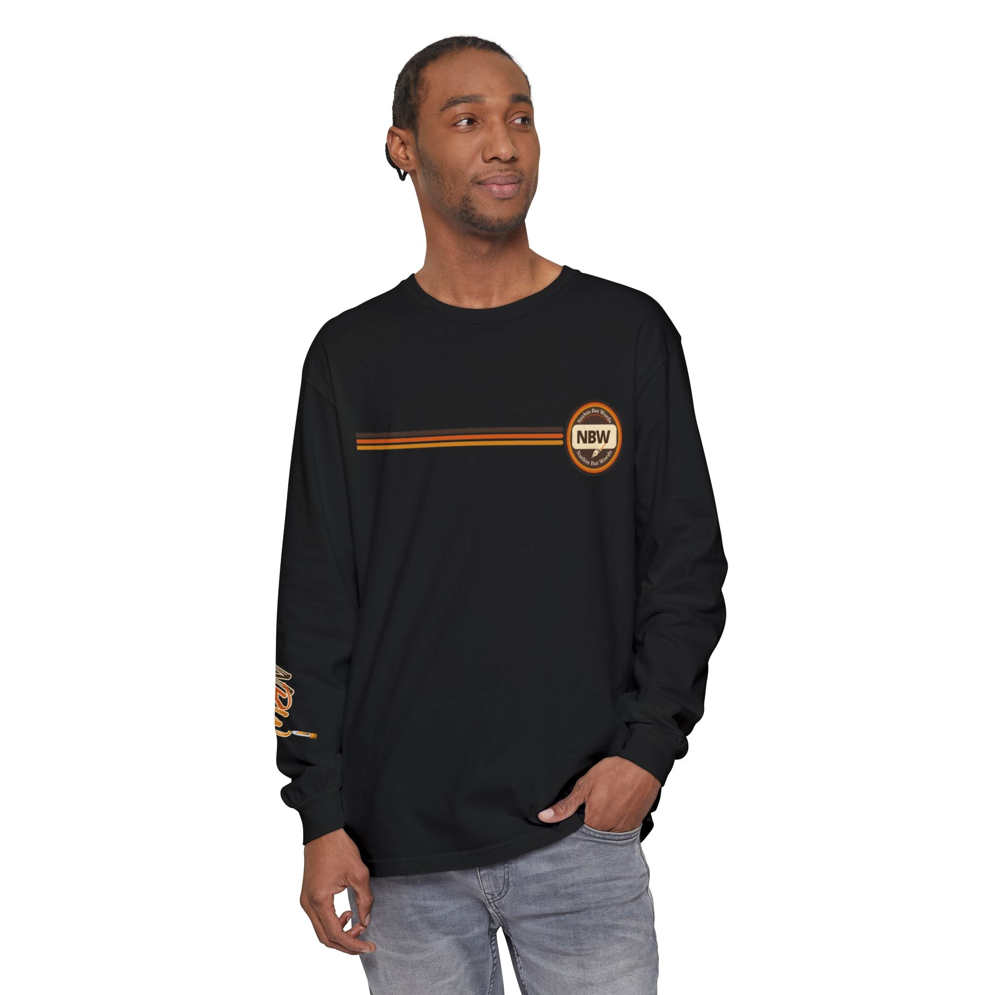 Comfort Colors, NBW Retro Stripe Long Sleeve Branded Tee