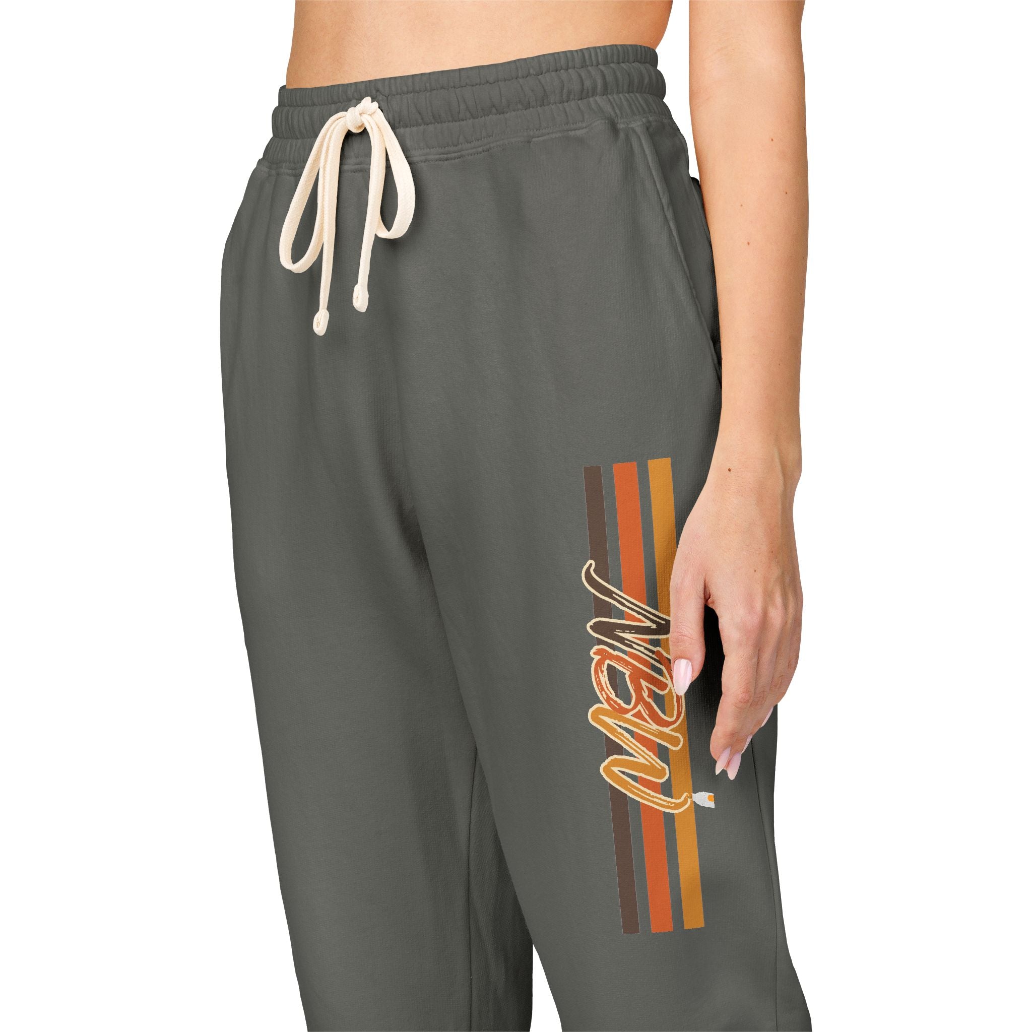 Men's Comfort Color Olive 'Navy' Graphic NBW Sweatpants — Casual Fleece Joggers with Side Print