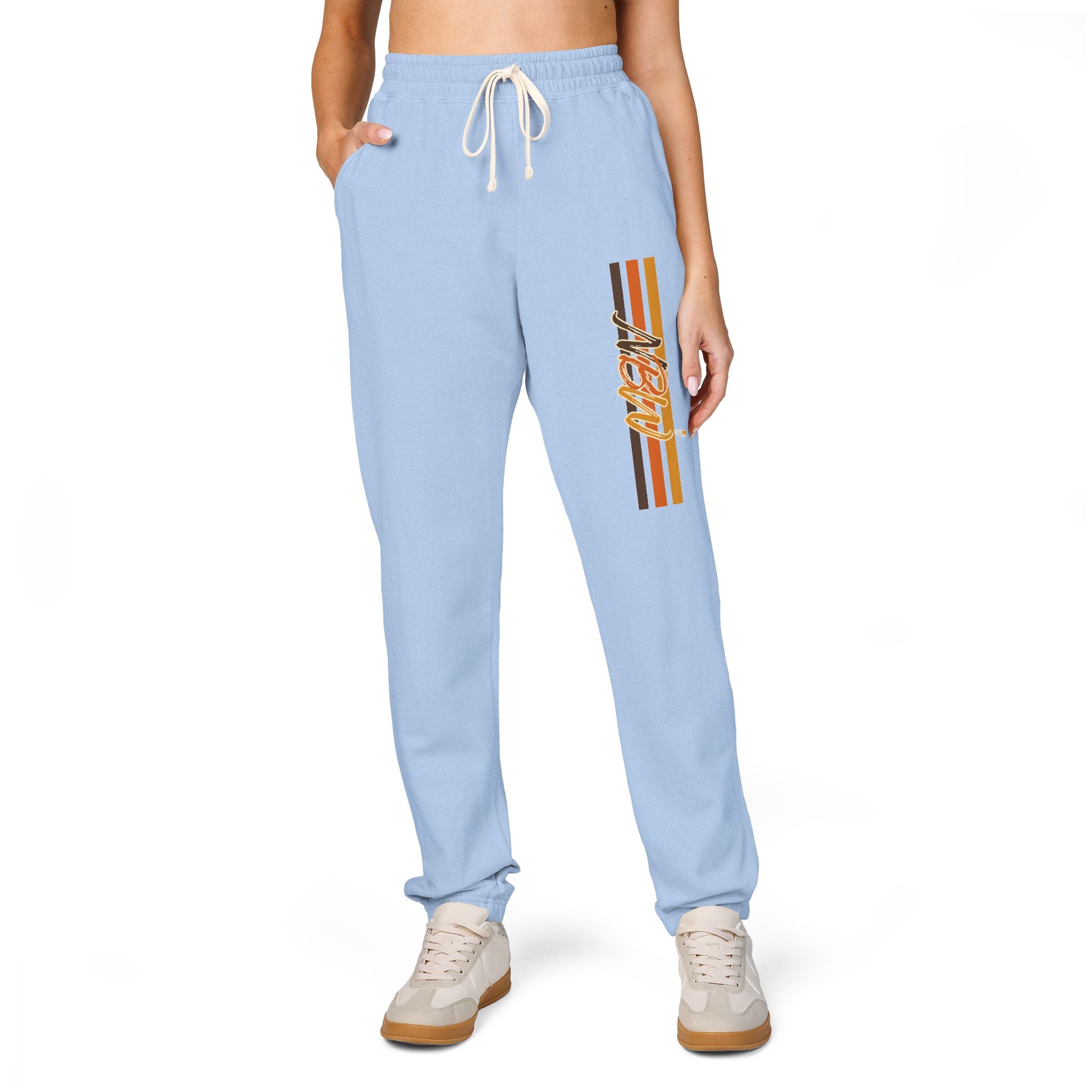 Men's Comfort Color Olive 'Navy' Graphic NBW Sweatpants — Casual Fleece Joggers with Side Print