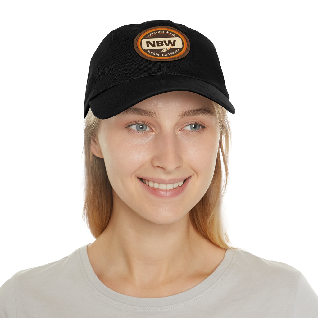 NBW Leather Patch Dad Hat — Vintage Round Logo Baseball Cap