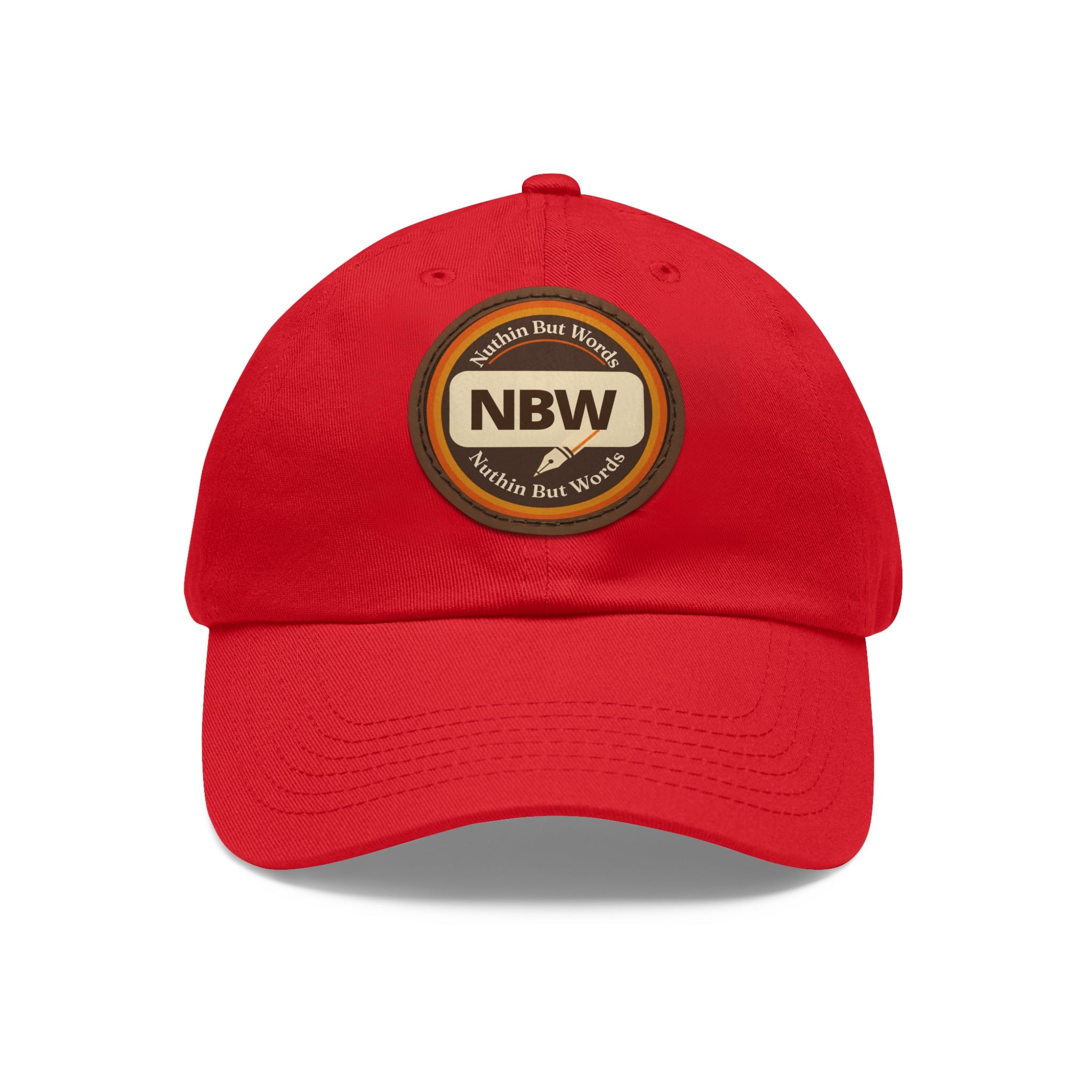 NBW Leather Patch Dad Hat — Vintage Round Logo Baseball Cap