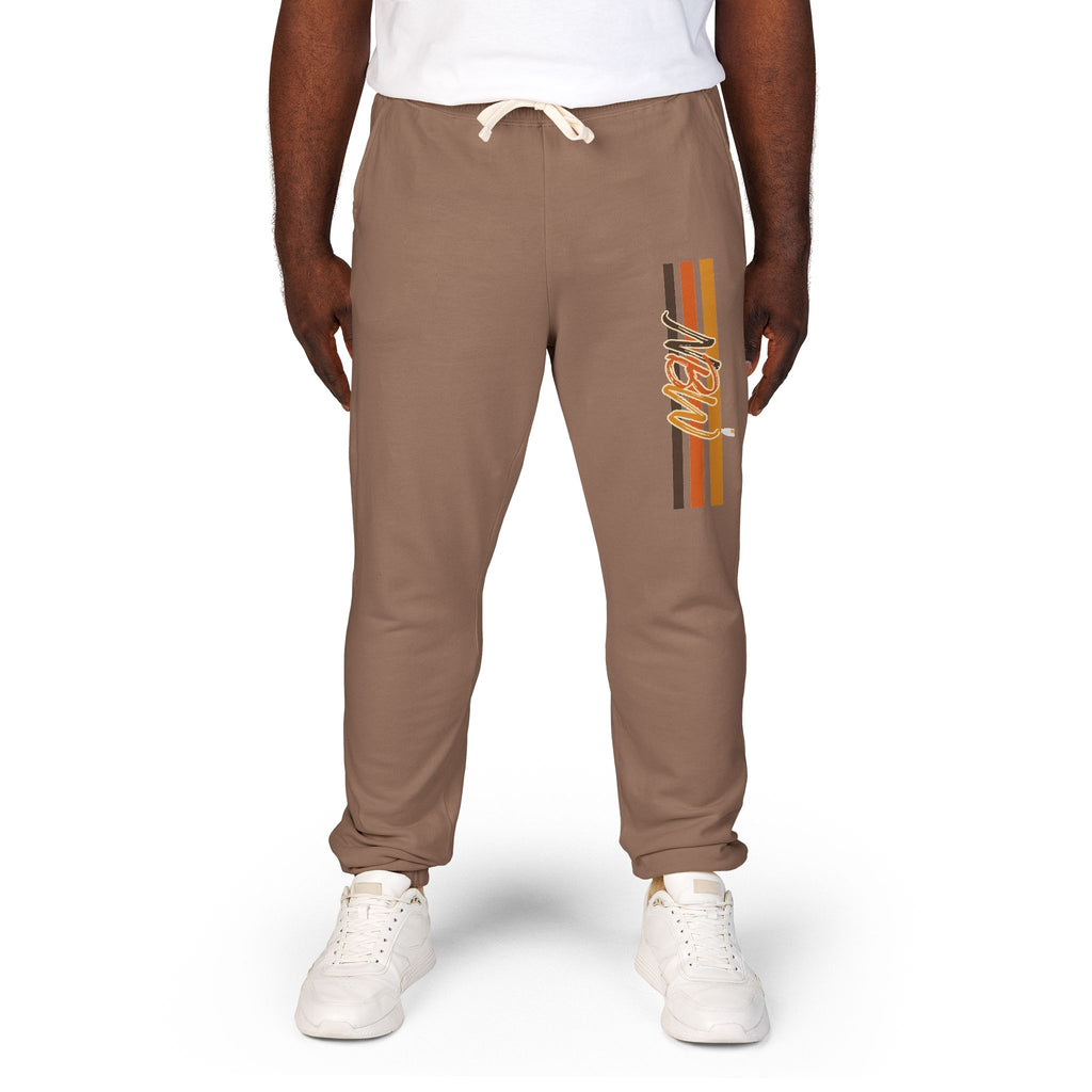 Men's Comfort Color Olive 'Navy' Graphic NBW Sweatpants — Casual Fleece Joggers with Side Print