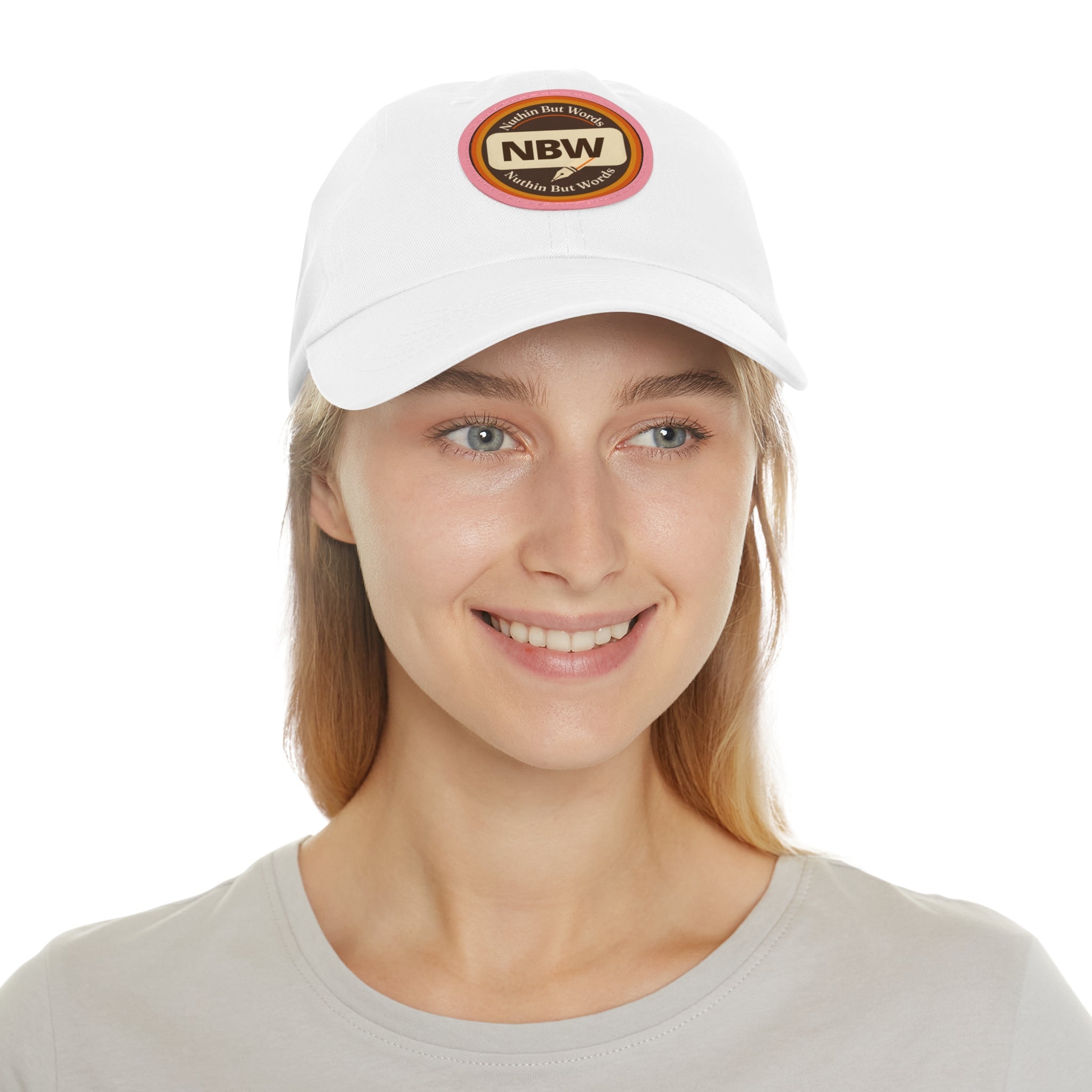 NBW Leather Patch Dad Hat — Vintage Round Logo Baseball Cap