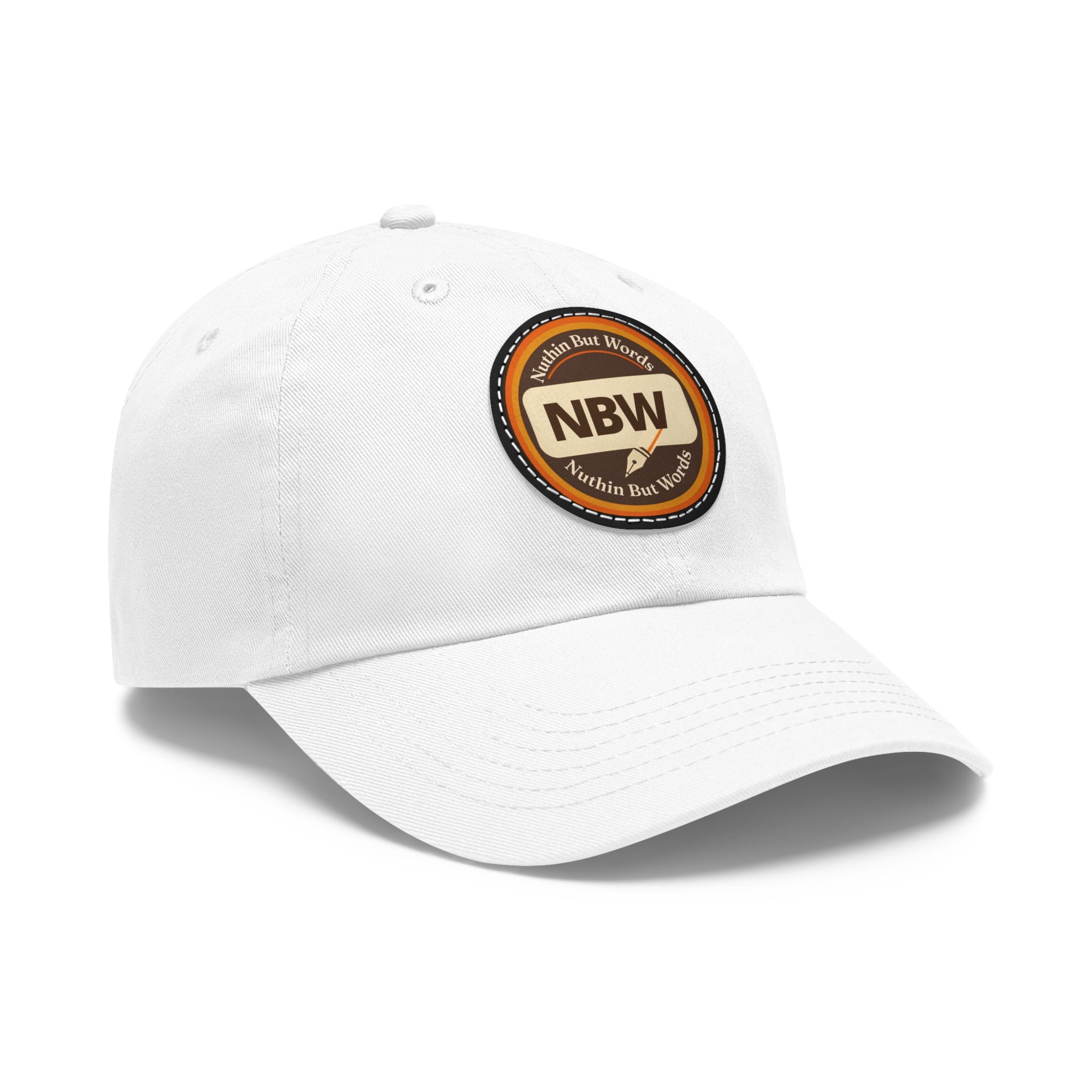 NBW Leather Patch Dad Hat — Vintage Round Logo Baseball Cap