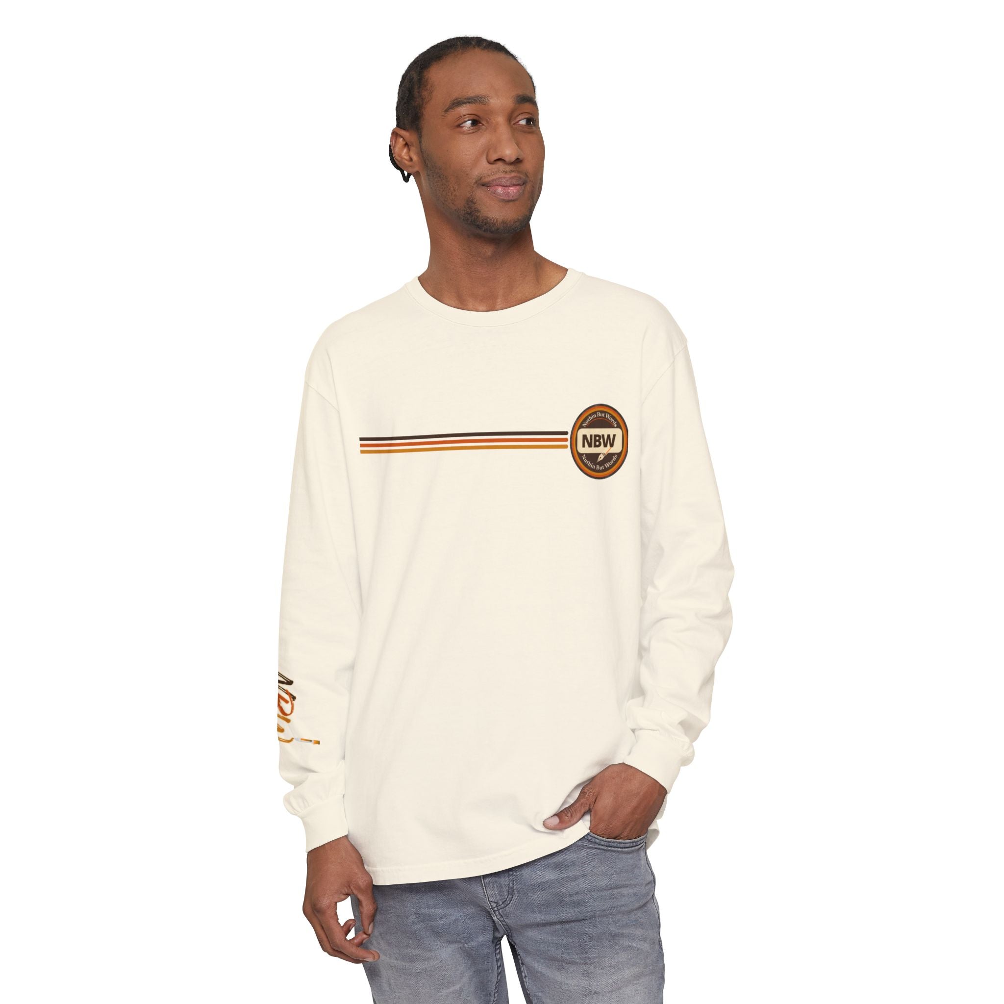 Comfort Colors, NBW Retro Stripe Long Sleeve Branded Tee