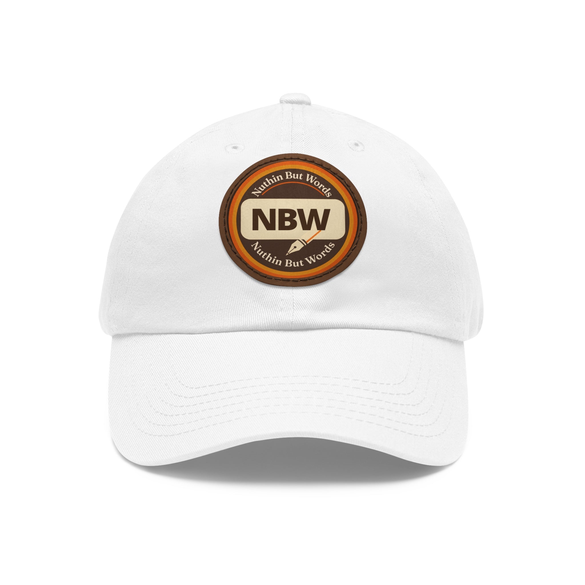NBW Leather Patch Dad Hat — Vintage Round Logo Baseball Cap
