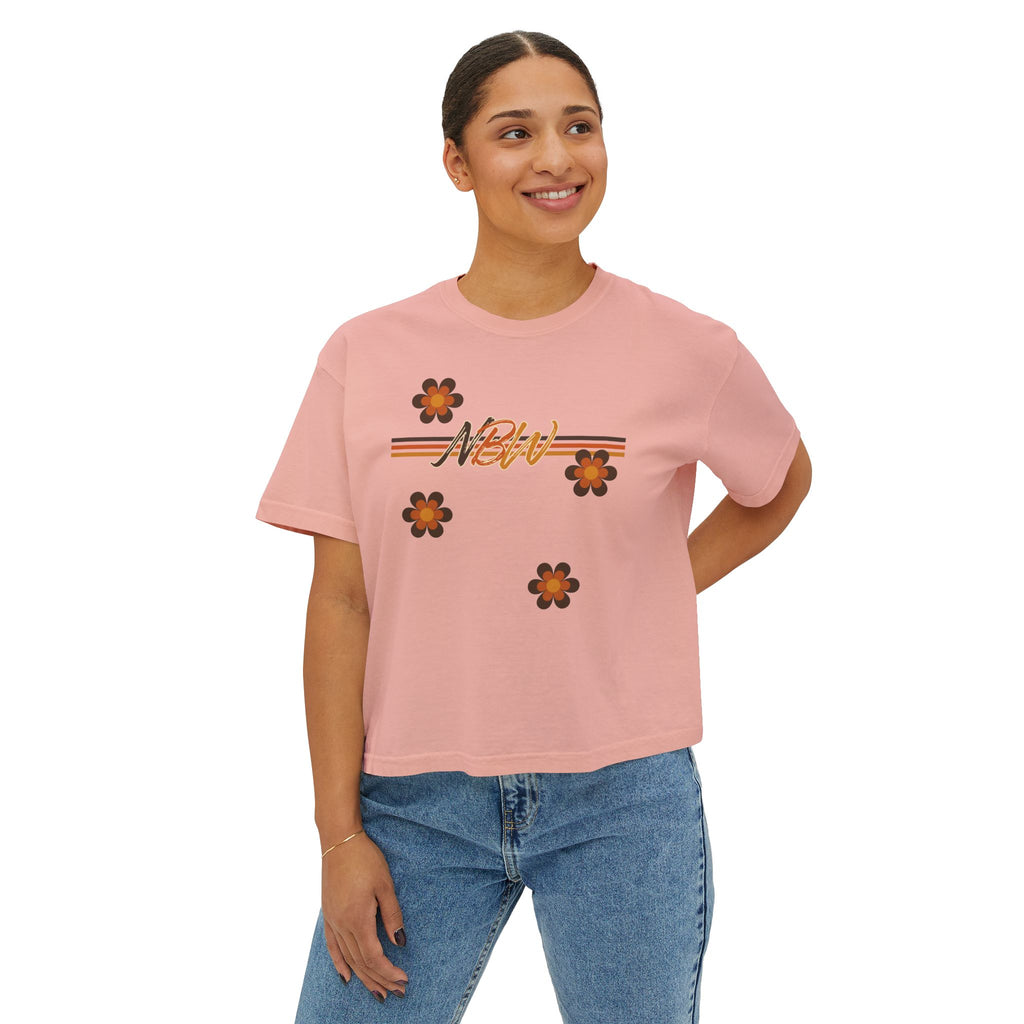 NBM Retro Floral 'New' Boxy Tee — 70s Daisy Graphic Women's Shirt