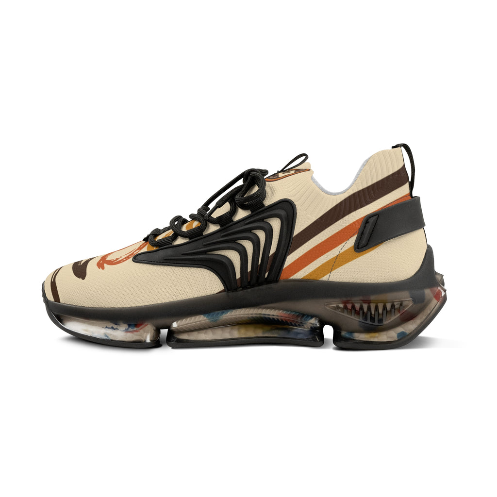 Mesh Running Sneakers — Lightweight Beige Graphic Athletic Shoes