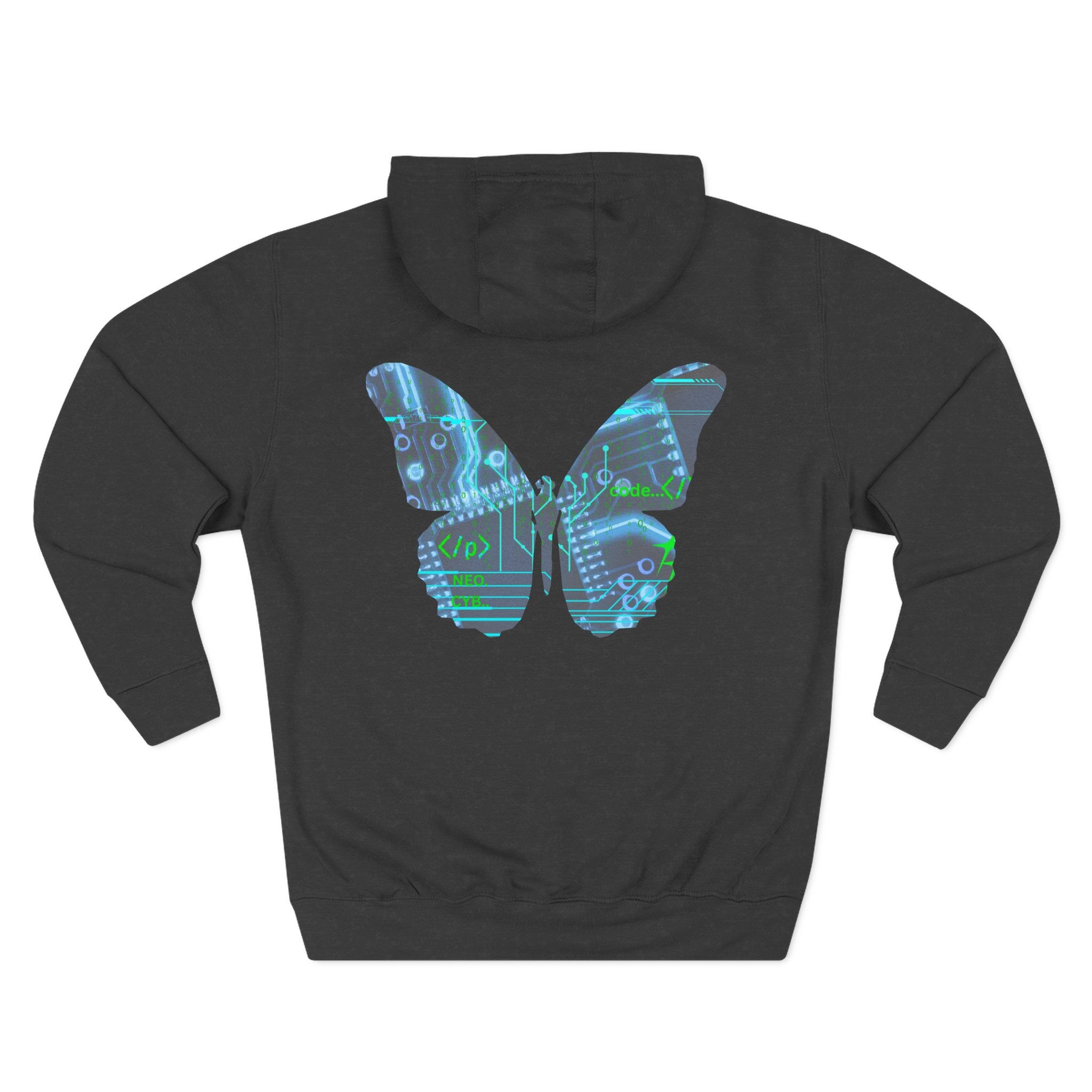 NBW Butterfly Circuit Hoodie — Retro Tech Graphic Fleece Hoodie