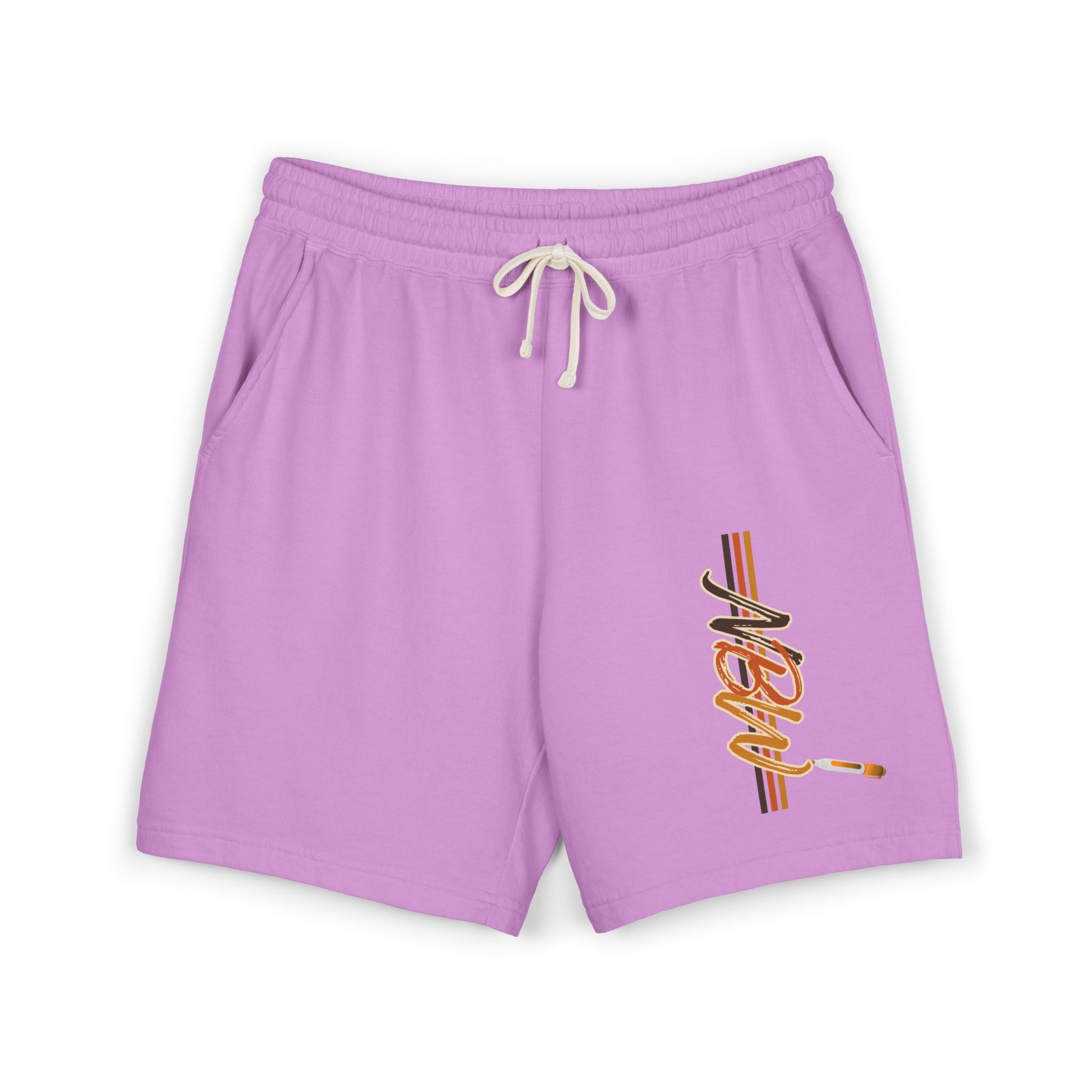 MBW Sweat Shorts — Retro Stripe 'Alone' Graphic Lightweight Fleece