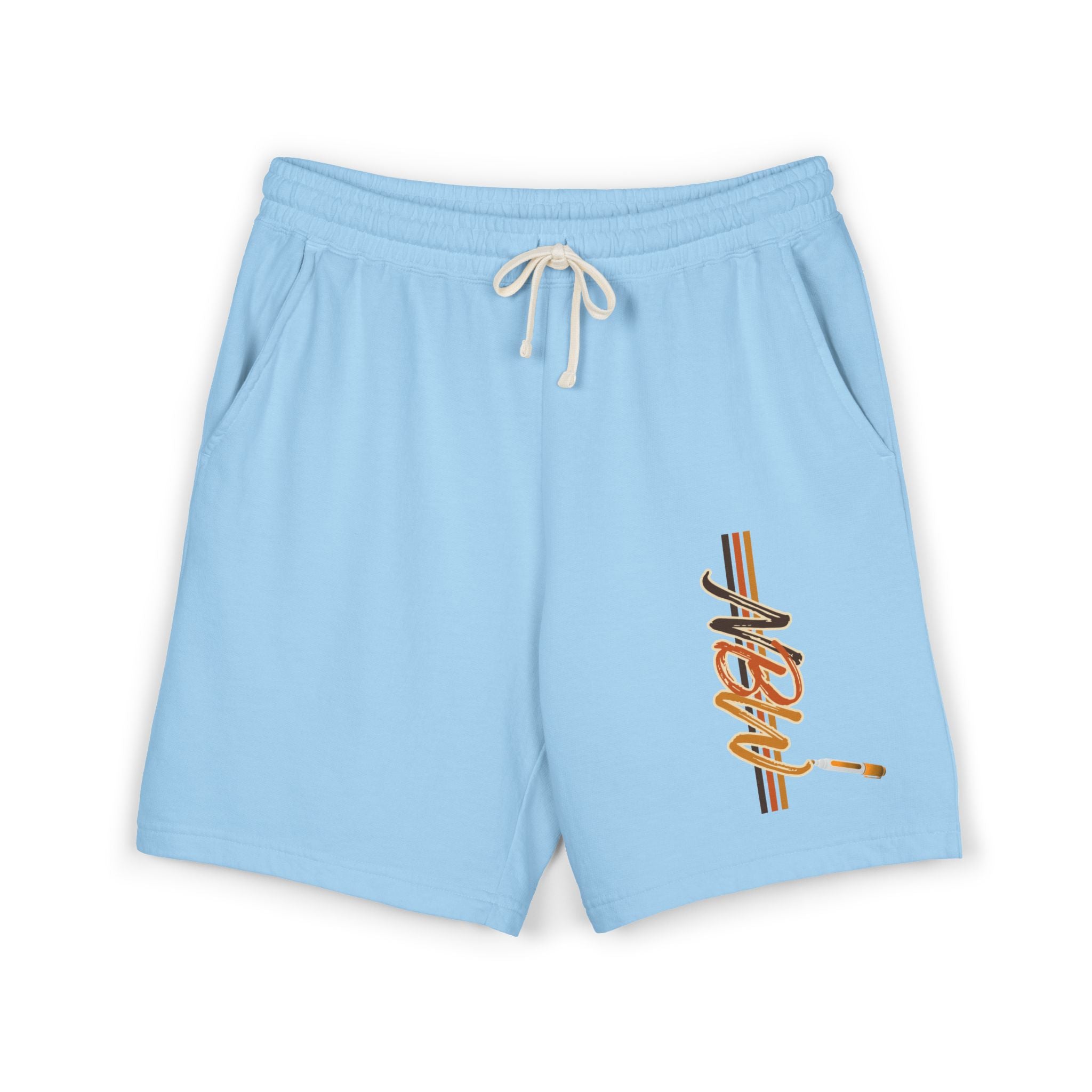 MBW Sweat Shorts — Retro Stripe 'Alone' Graphic Lightweight Fleece