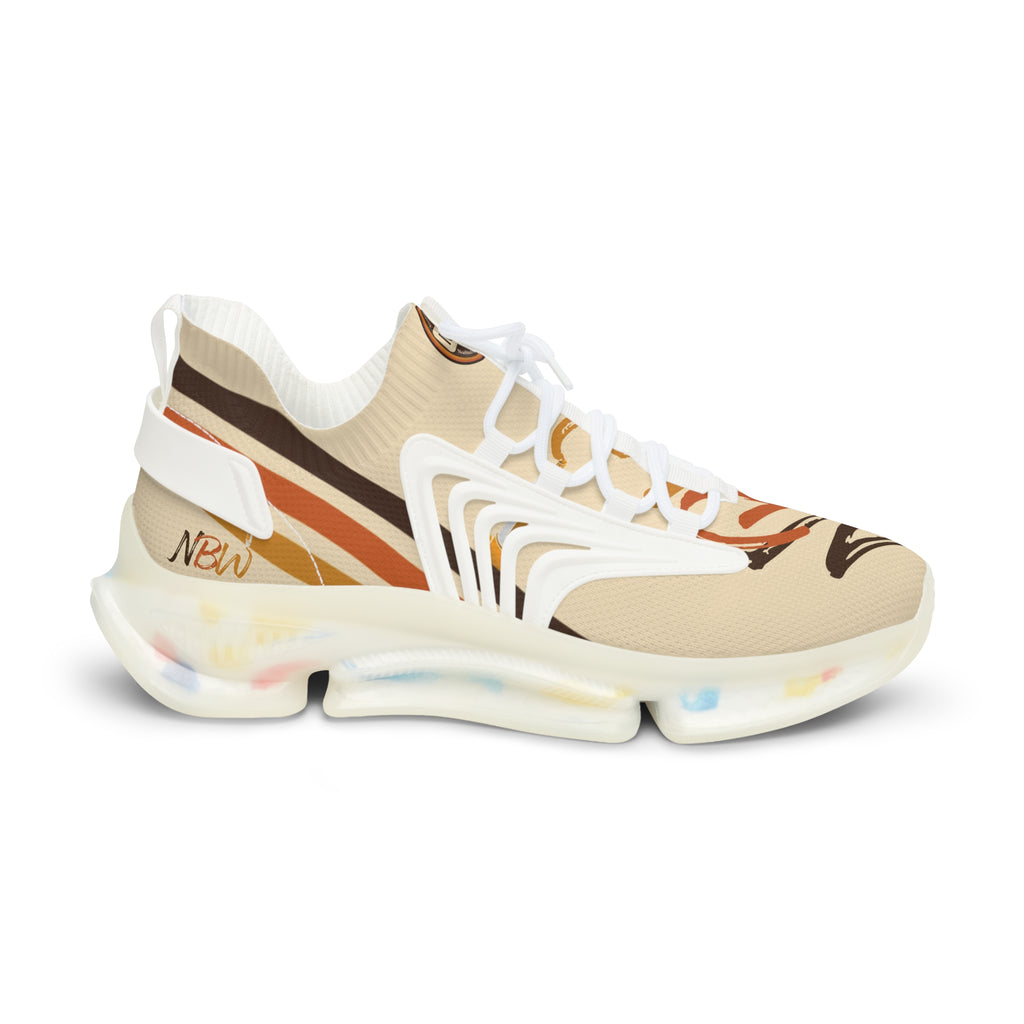 Mesh Running Sneakers — Lightweight Beige Graphic Athletic Shoes