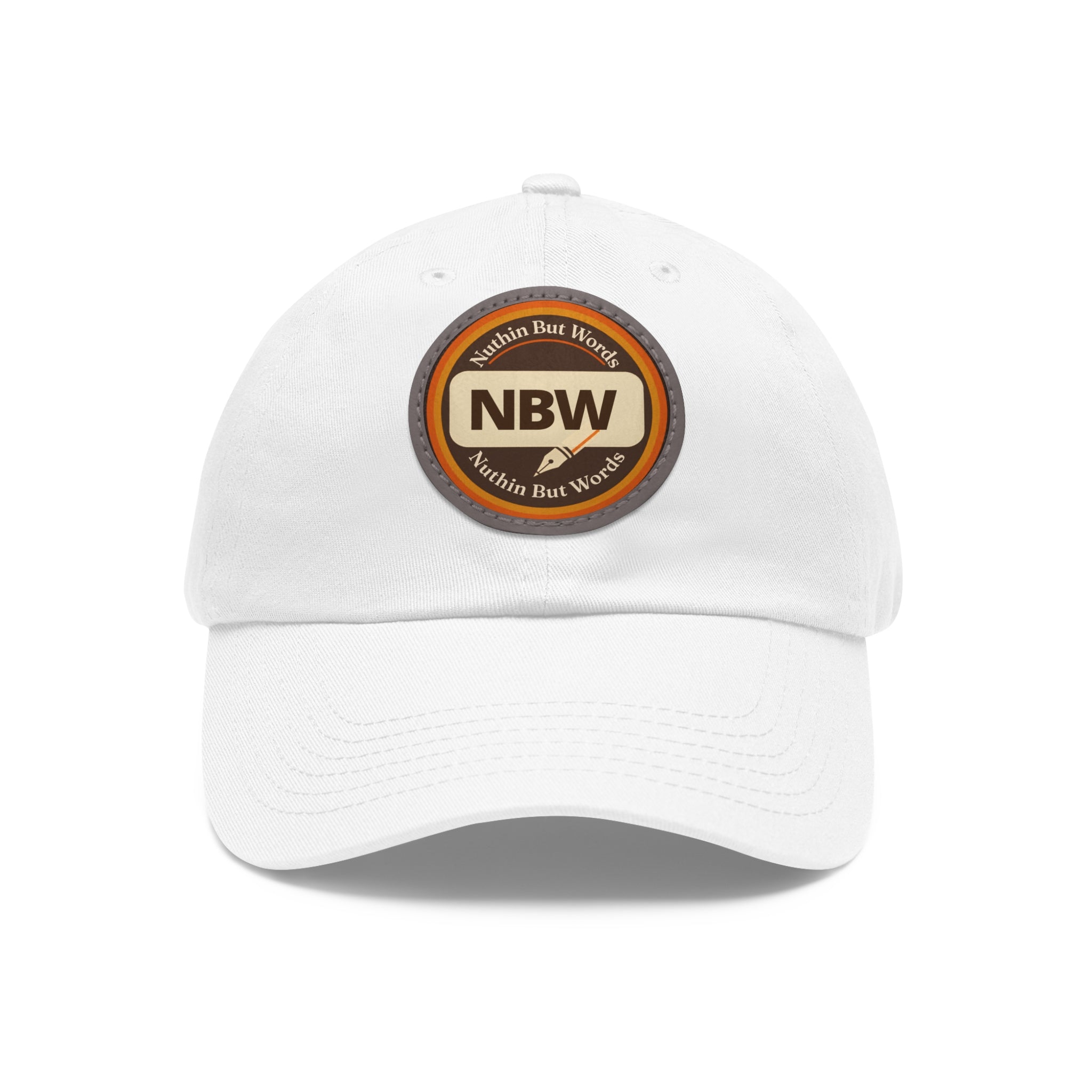 NBW Leather Patch Dad Hat — Vintage Round Logo Baseball Cap
