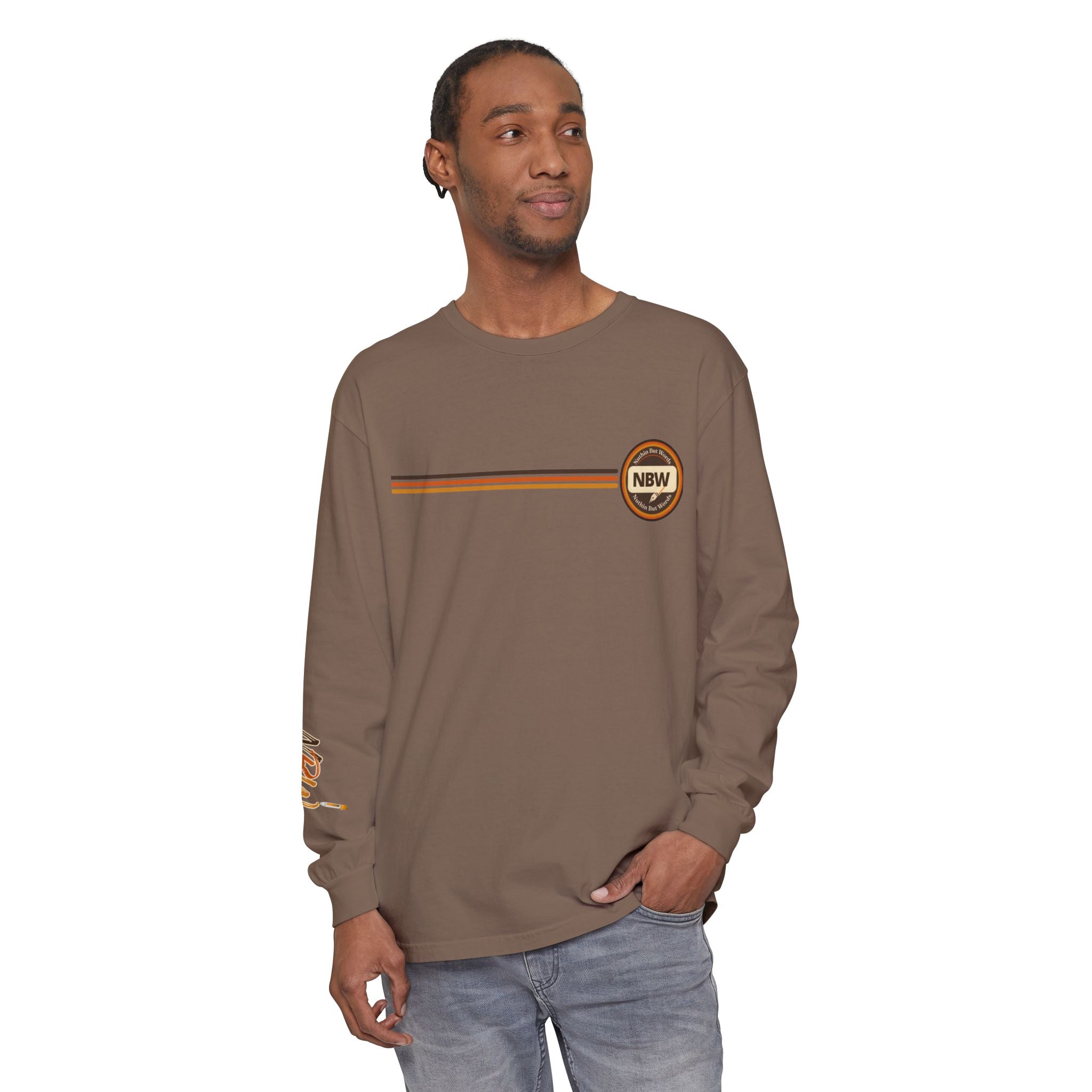 Comfort Colors, NBW Retro Stripe Long Sleeve Branded Tee