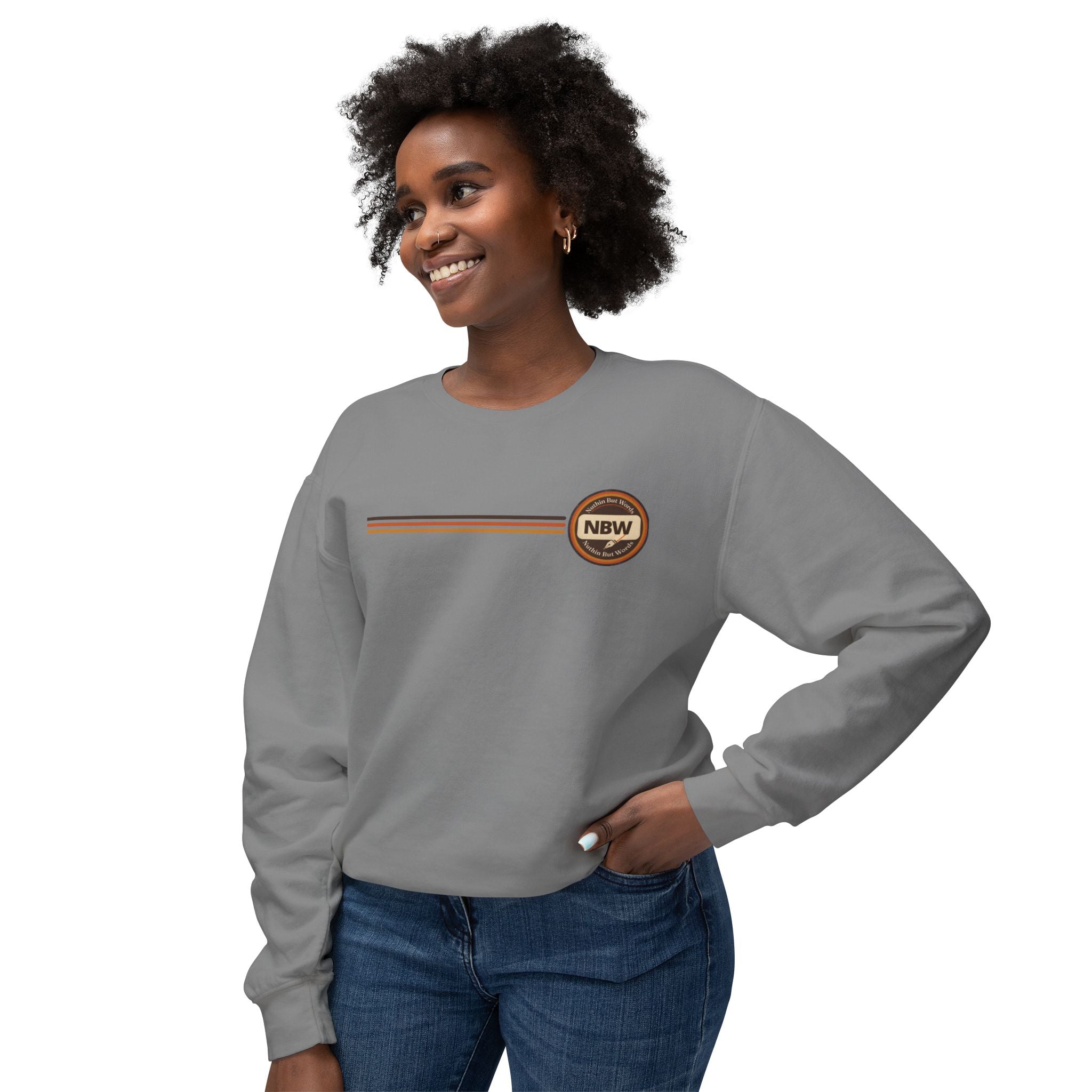 Crewneck Sweatshirt — Retro NBW Stripe Logo Lightweight Pullover