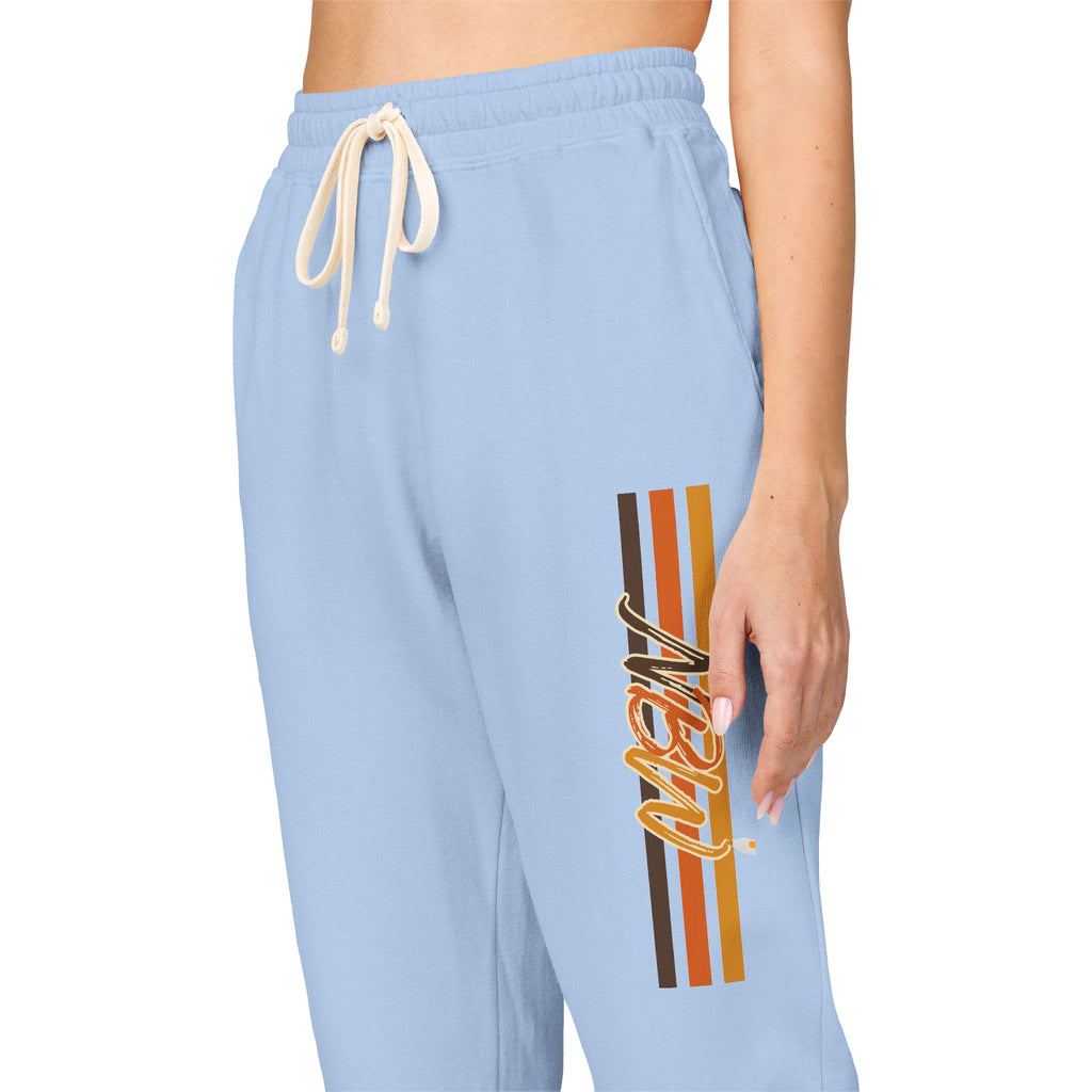 Men's Comfort Color Olive 'Navy' Graphic NBW Sweatpants — Casual Fleece Joggers with Side Print