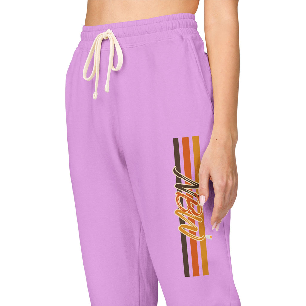 Men's Comfort Color Olive 'Navy' Graphic NBW Sweatpants — Casual Fleece Joggers with Side Print