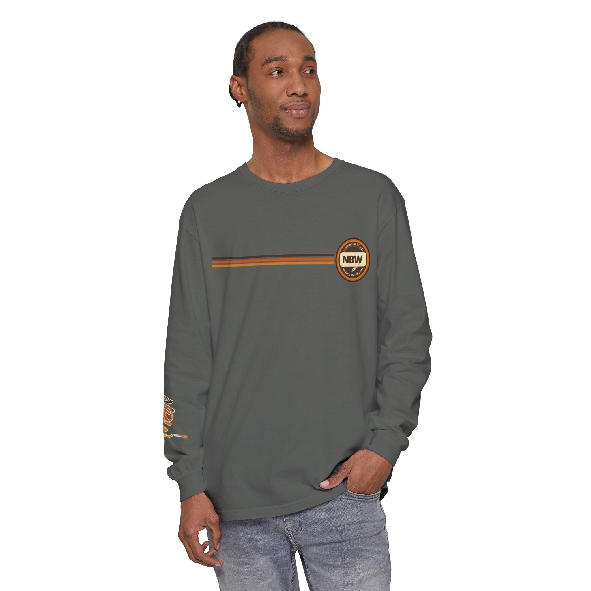 Comfort Colors, NBW Retro Stripe Long Sleeve Branded Tee