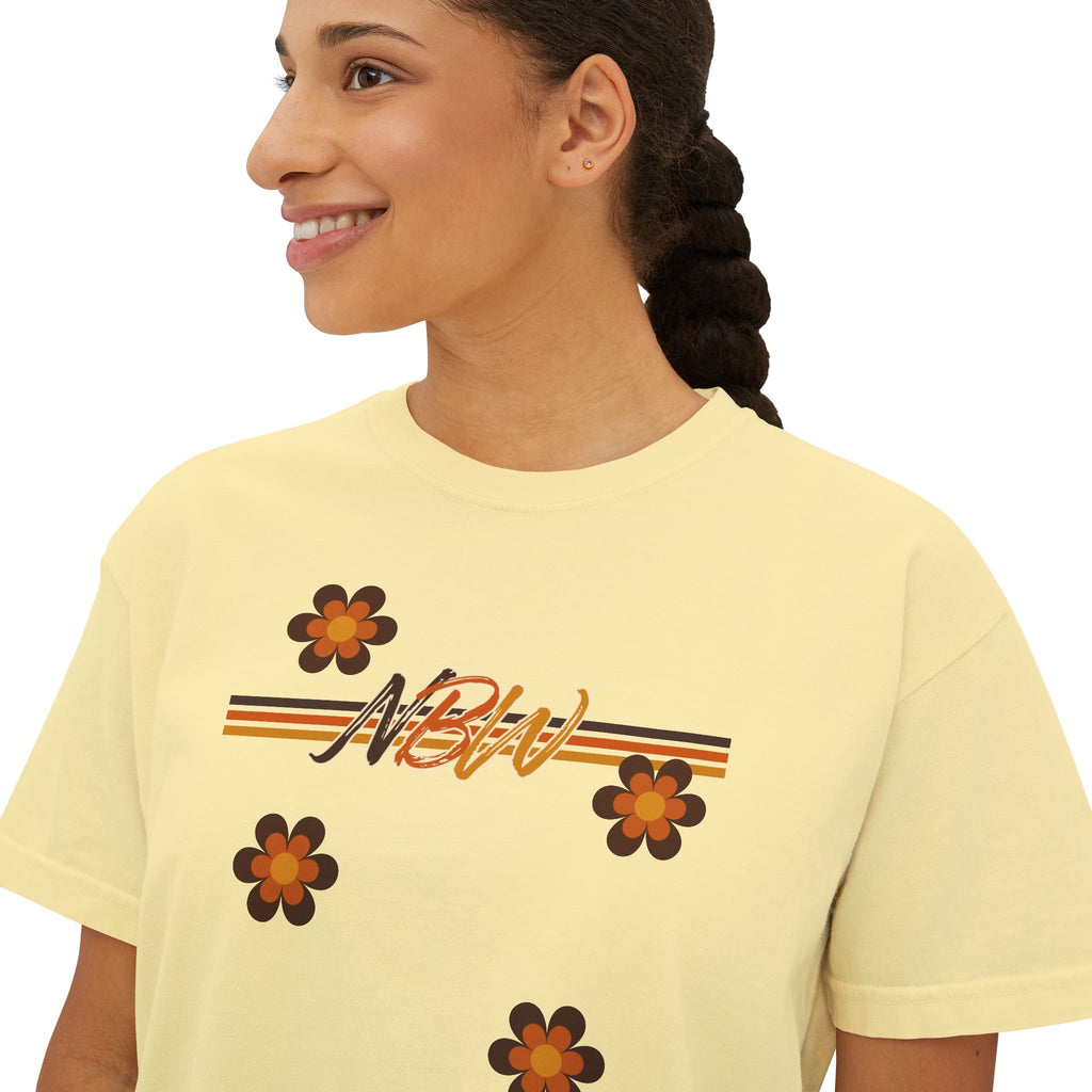 NBM Retro Floral 'New' Boxy Tee — 70s Daisy Graphic Women's Shirt