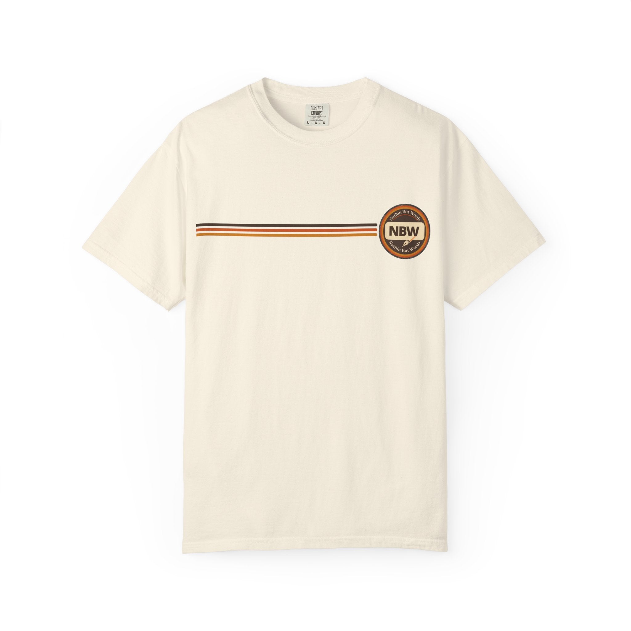 NBW Retro Stripe chest emblem T-Shirt | vintage round logo, Comfort Color