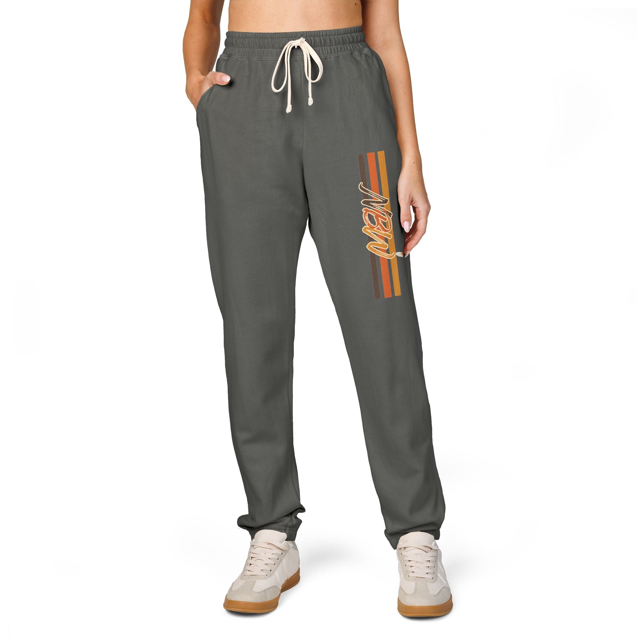 Men's Comfort Color Olive 'Navy' Graphic NBW Sweatpants — Casual Fleece Joggers with Side Print