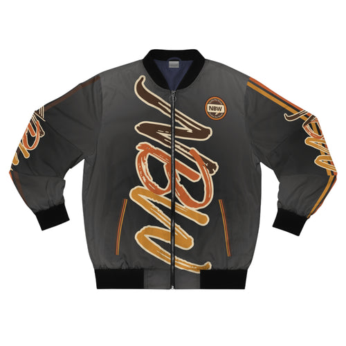Men's Bomber Jacket —Pepper 'NBW' Script Logo All-Over Print