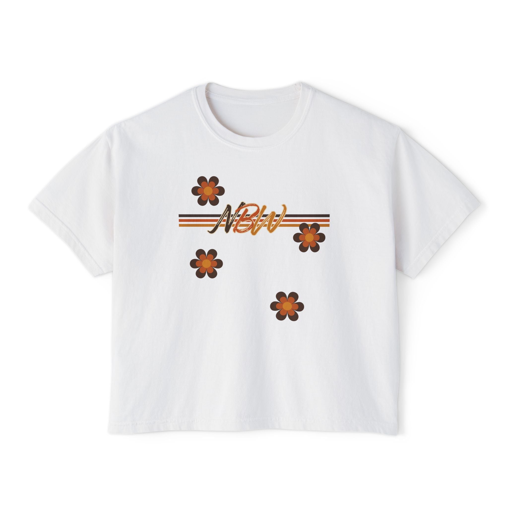 NBM Retro Floral 'New' Boxy Tee — 70s Daisy Graphic Women's Shirt
