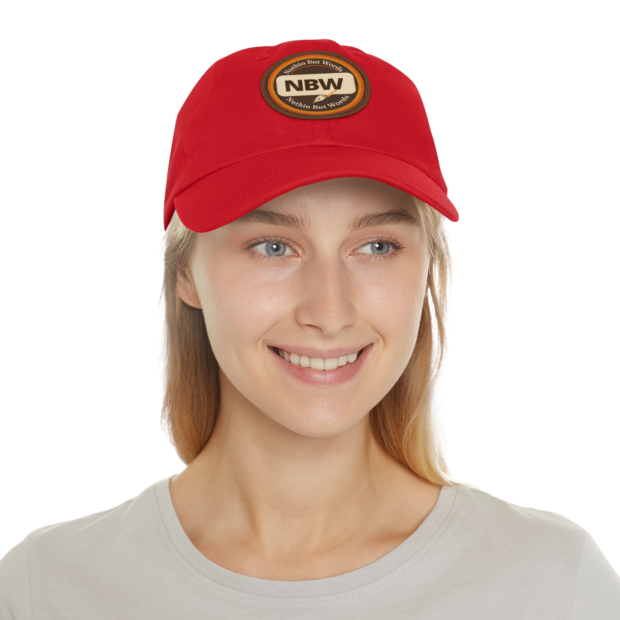NBW Leather Patch Dad Hat — Vintage Round Logo Baseball Cap